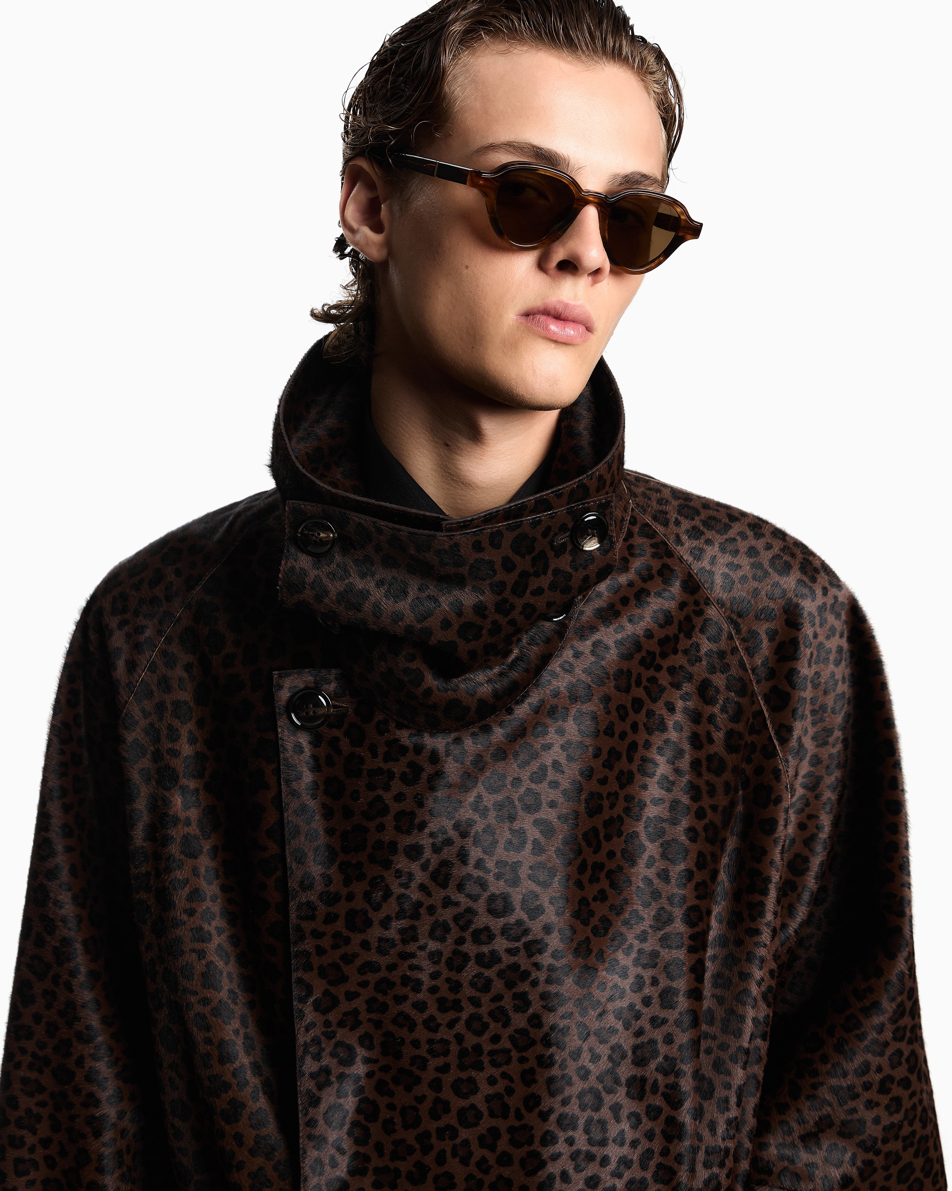 Emporio Armani Animal-print pony hair trench coat