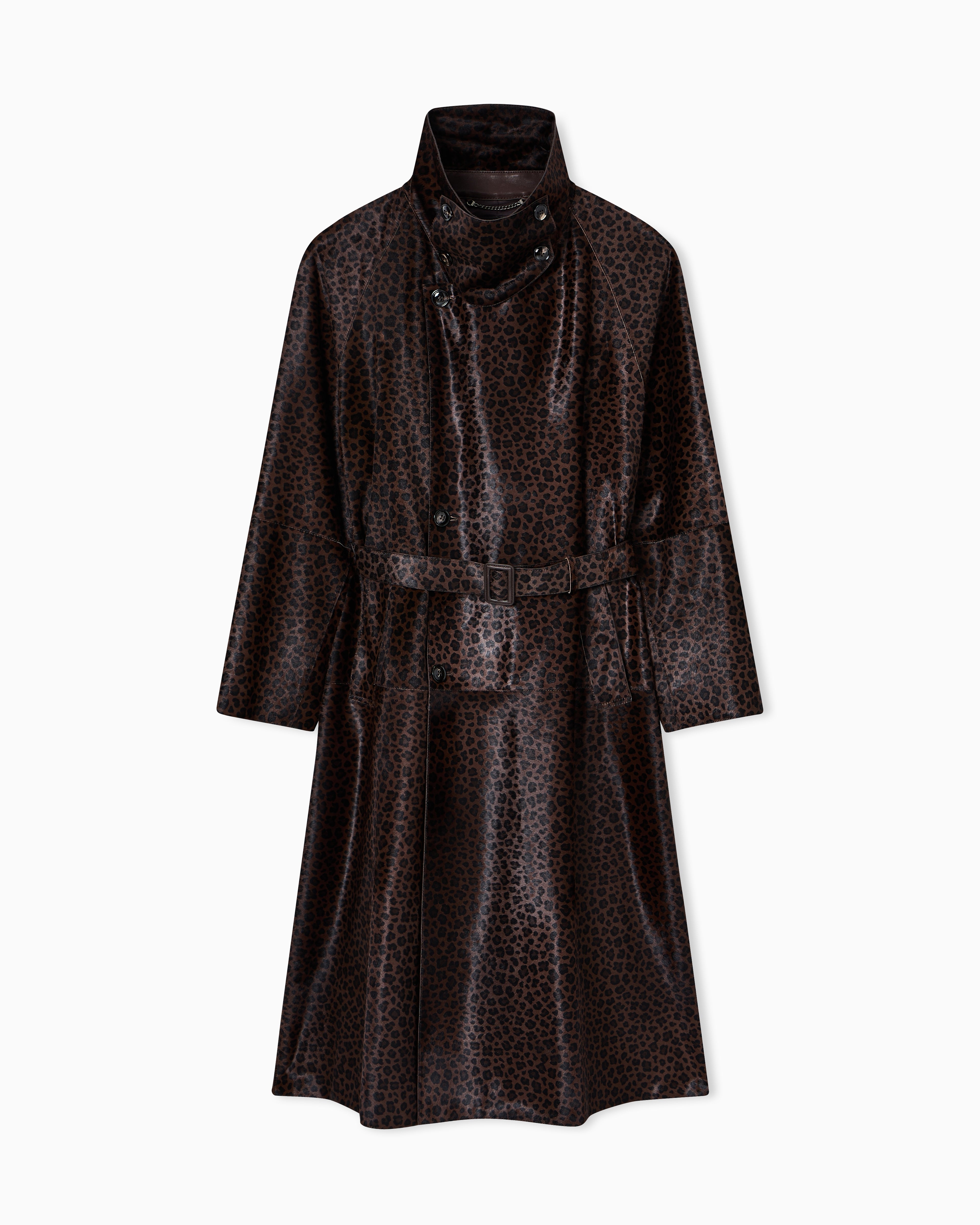 Emporio Armani Animal-print pony hair trench coat