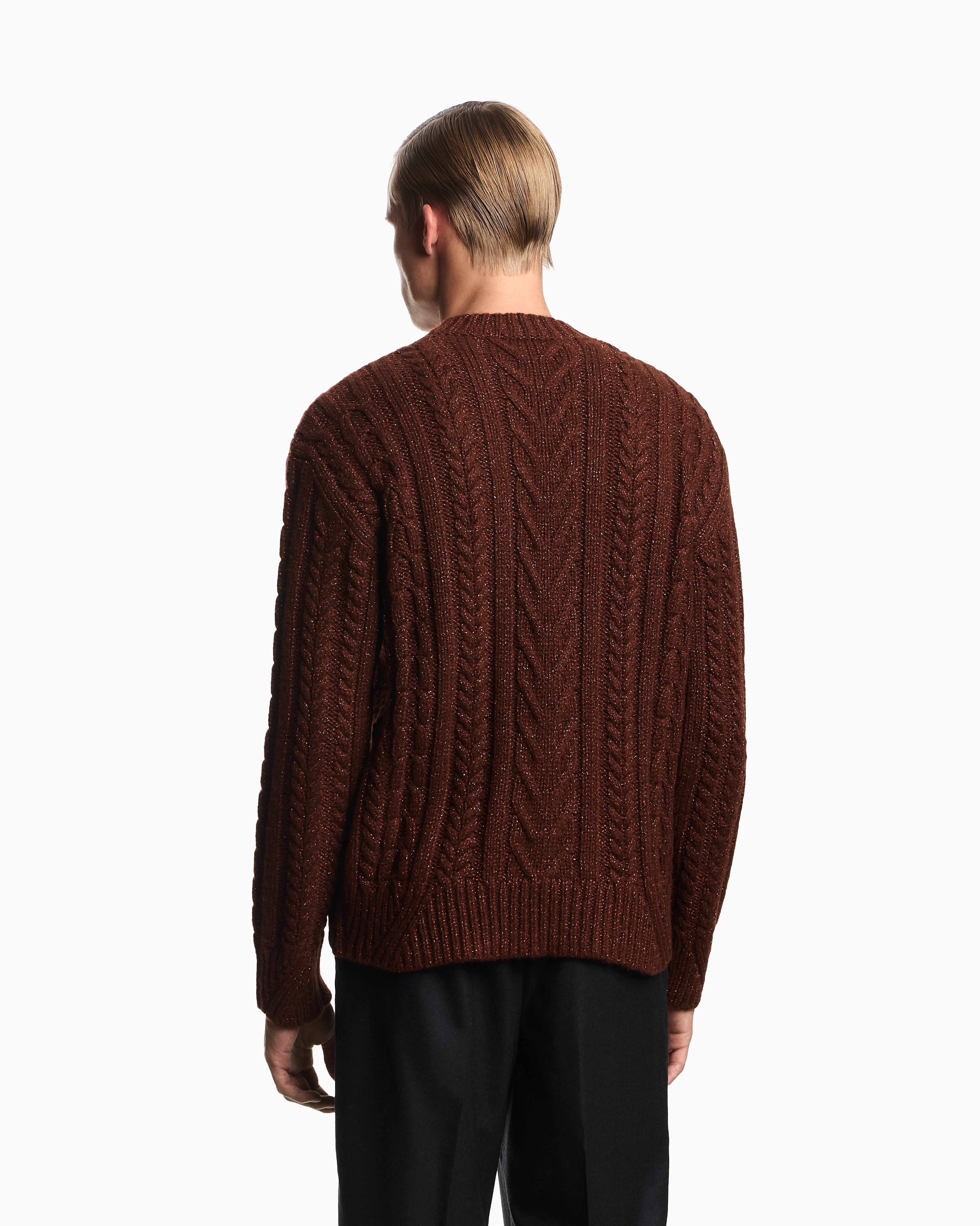 Emporio Armani Cable-knit jumper in a wool and lurex blend