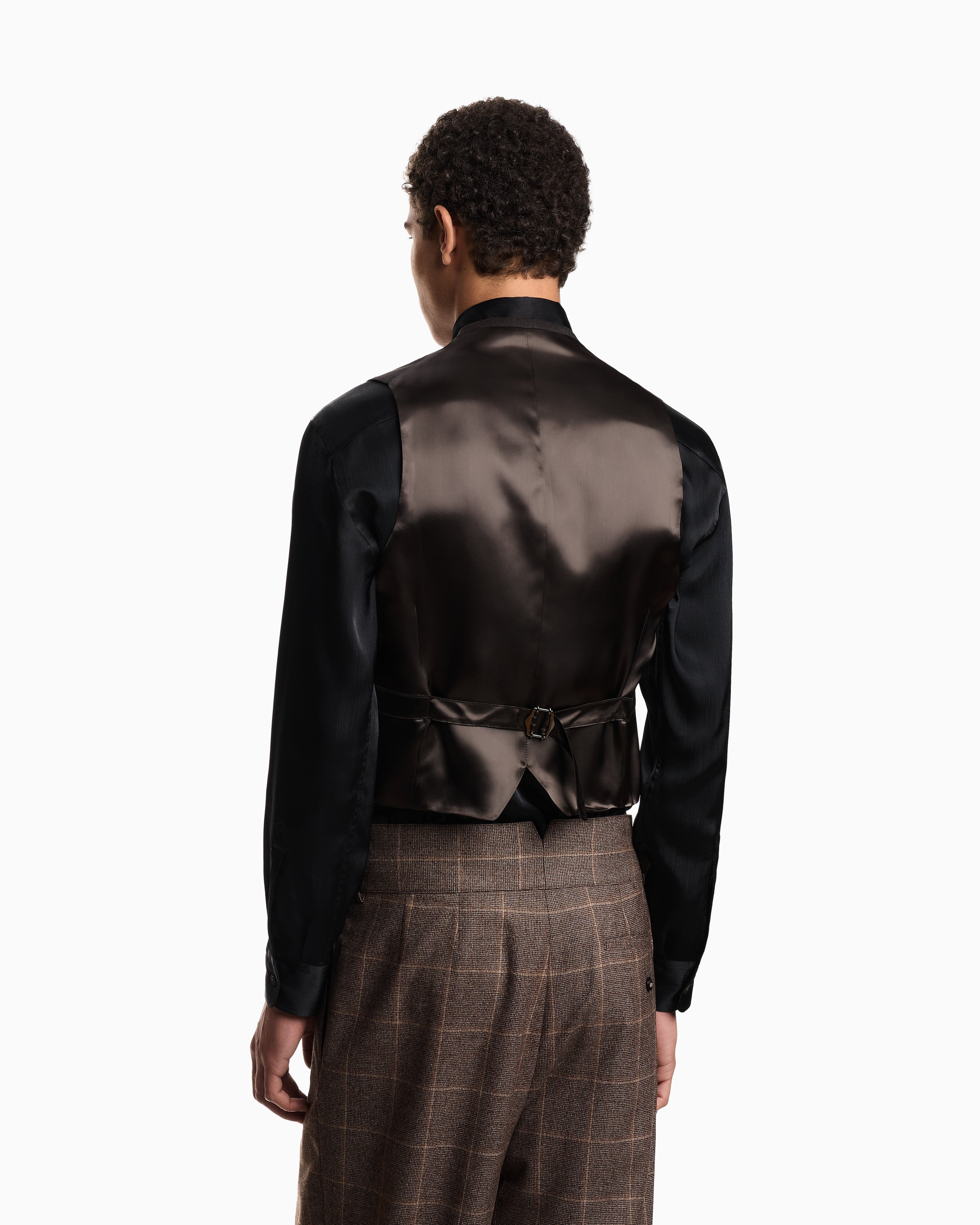 Emporio Armani Waistcoat in Prince of Wales check super 130s wool