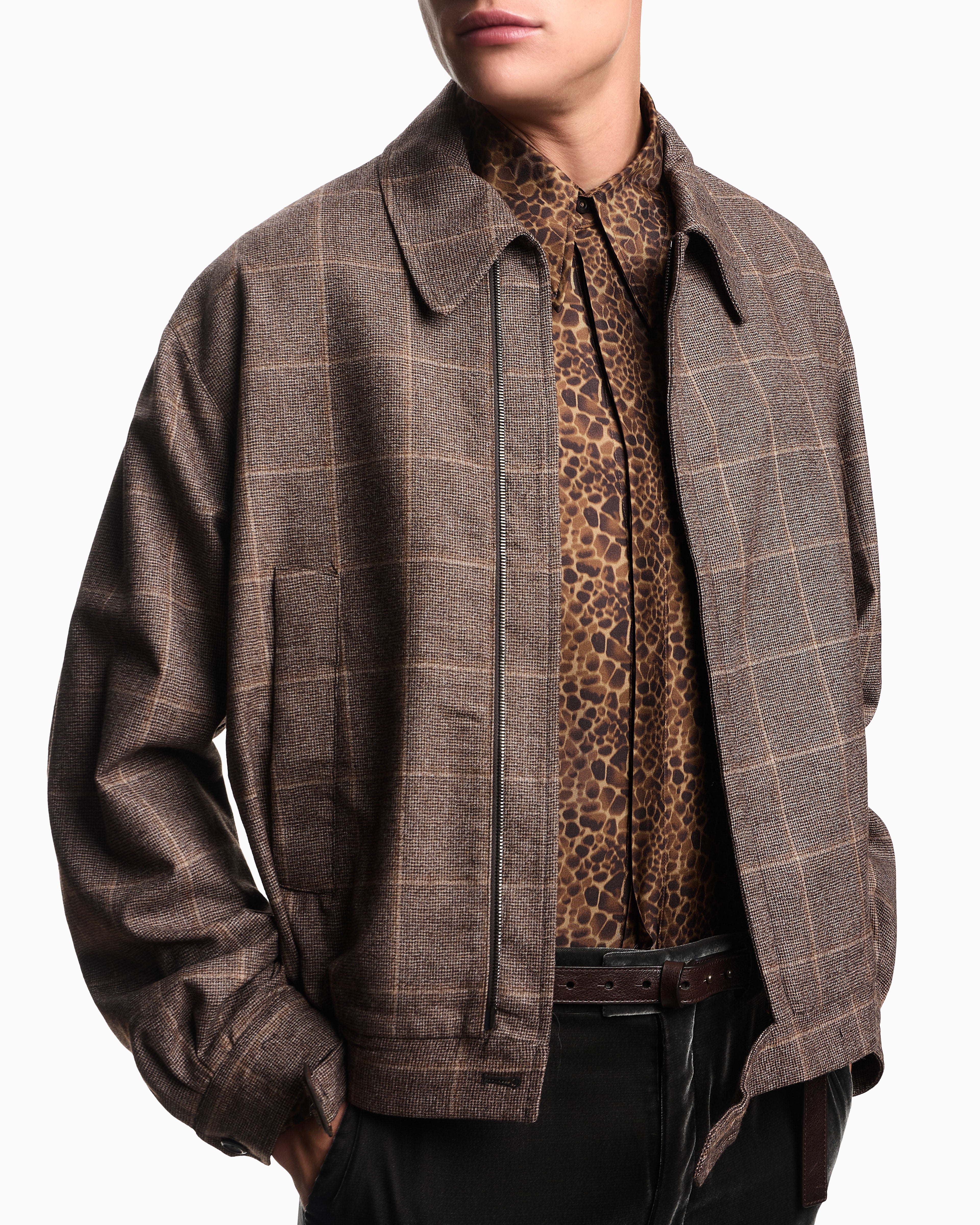 Emporio Armani Flannel blouson with a check motif