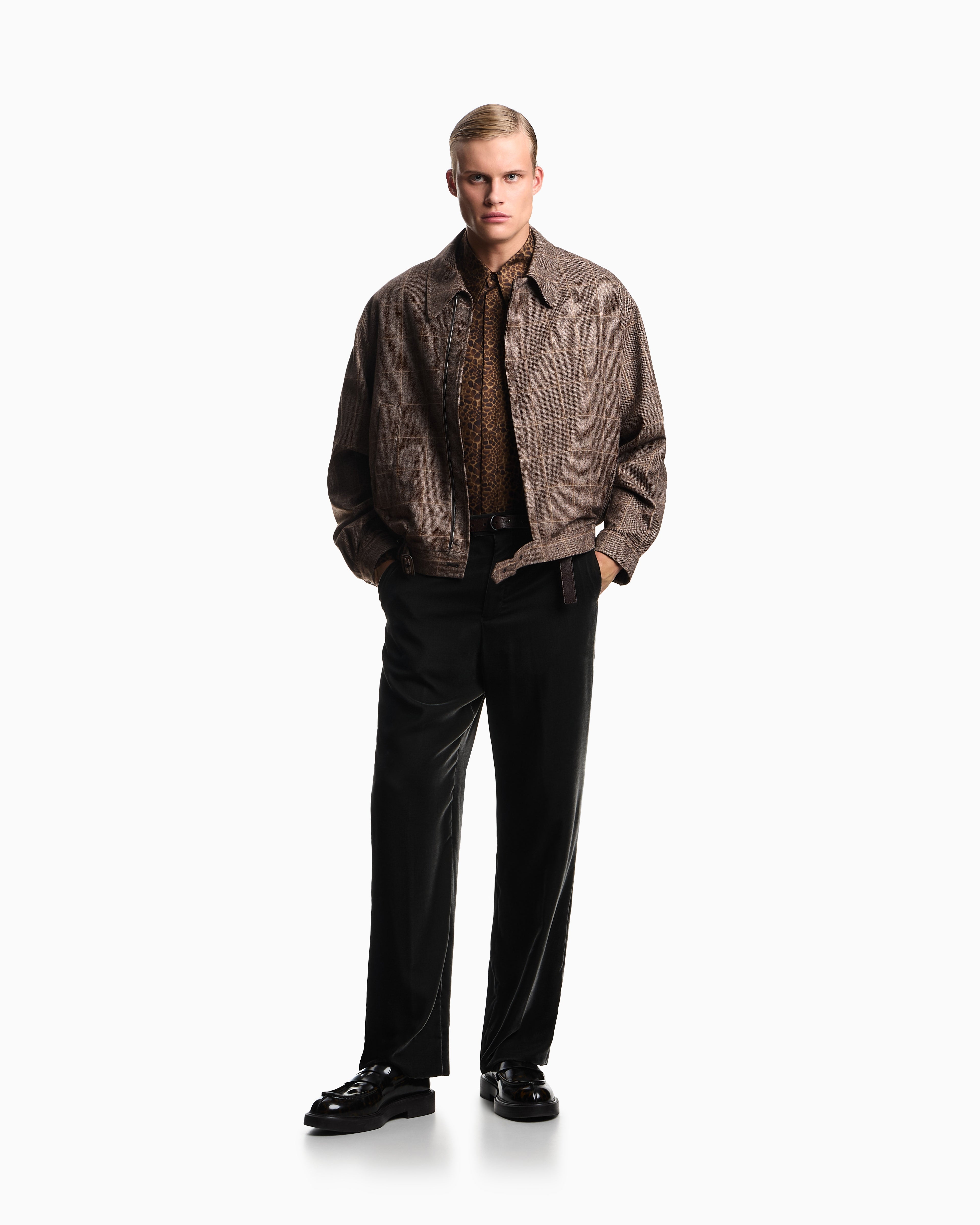 Emporio Armani Flannel blouson with a check motif