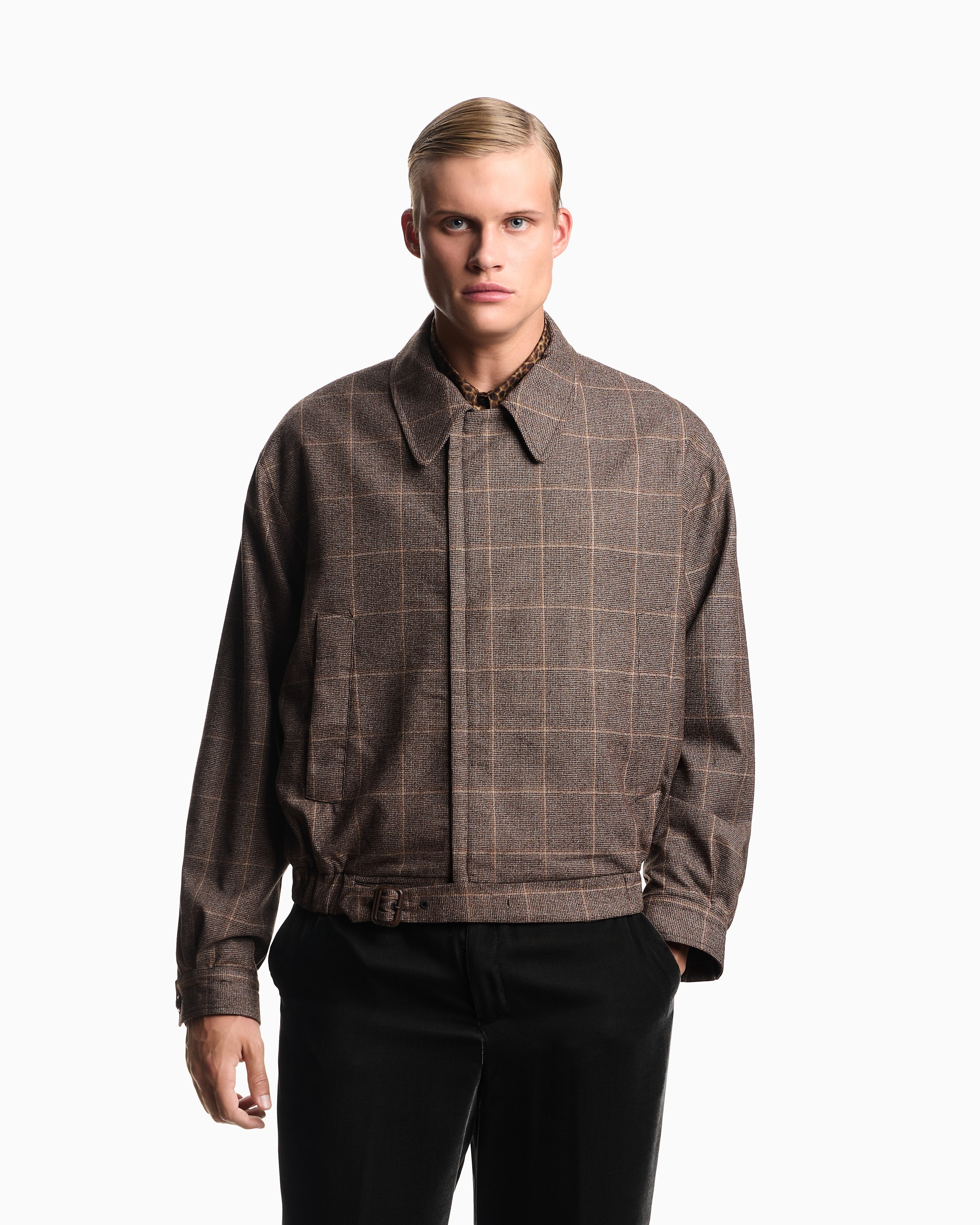 Emporio Armani Flannel blouson with a check motif