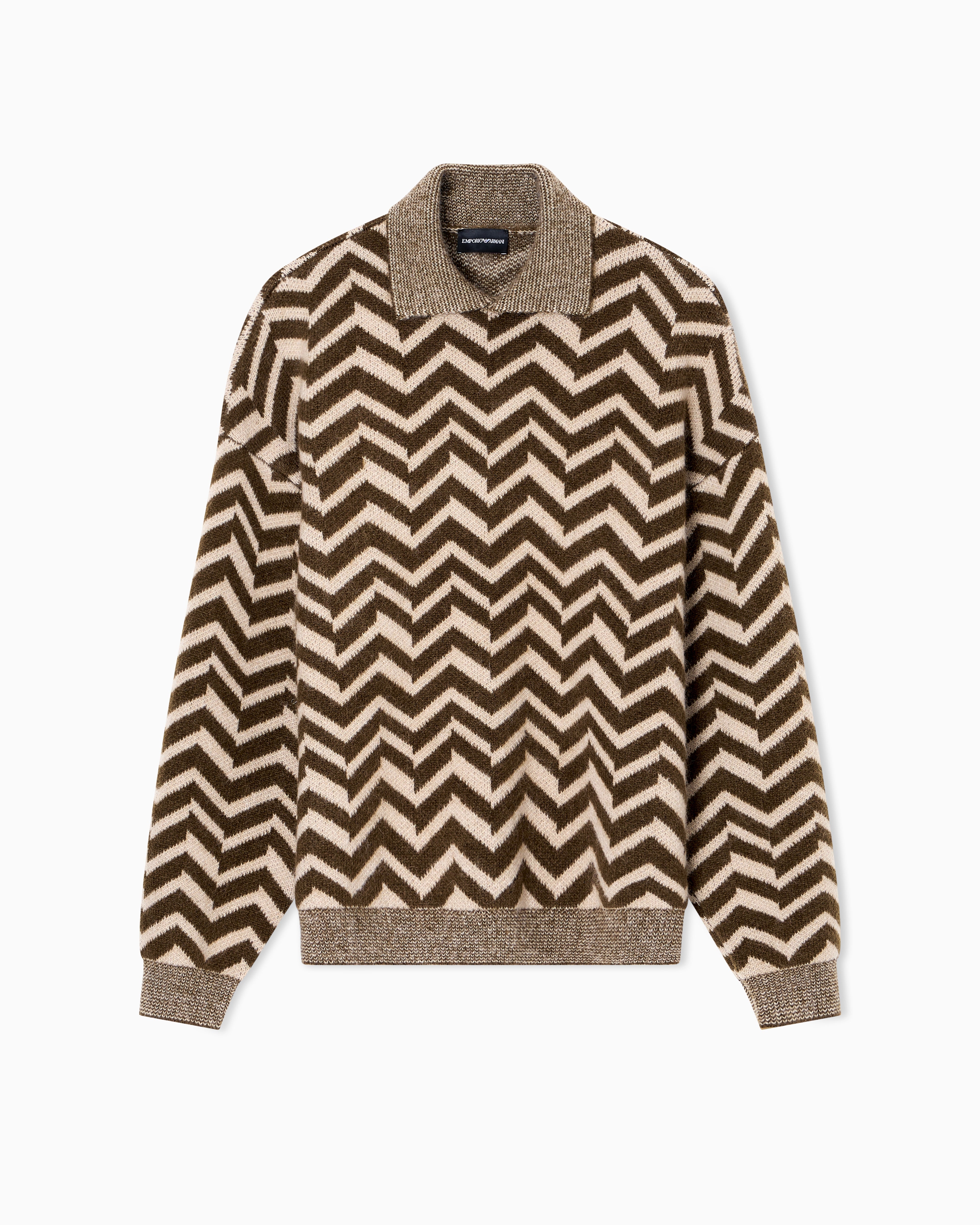 Emporio Armani Jacquard wool-blend jumper with a chevron motif