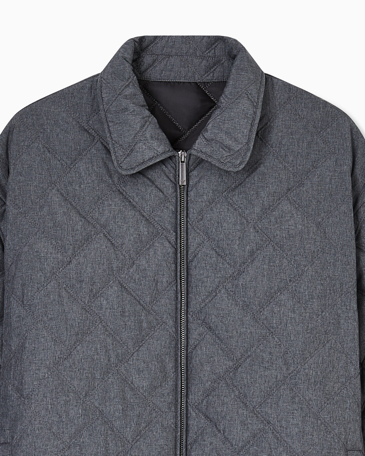 Emporio Armani Quilted nylon blouson with an all-over check micro print