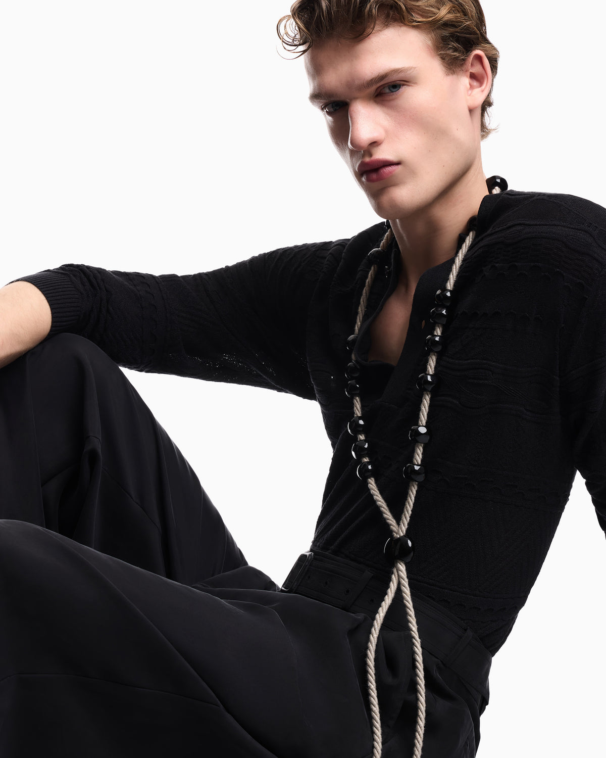 Emporio Armani Lyocell-blend, Henley neckline jumper