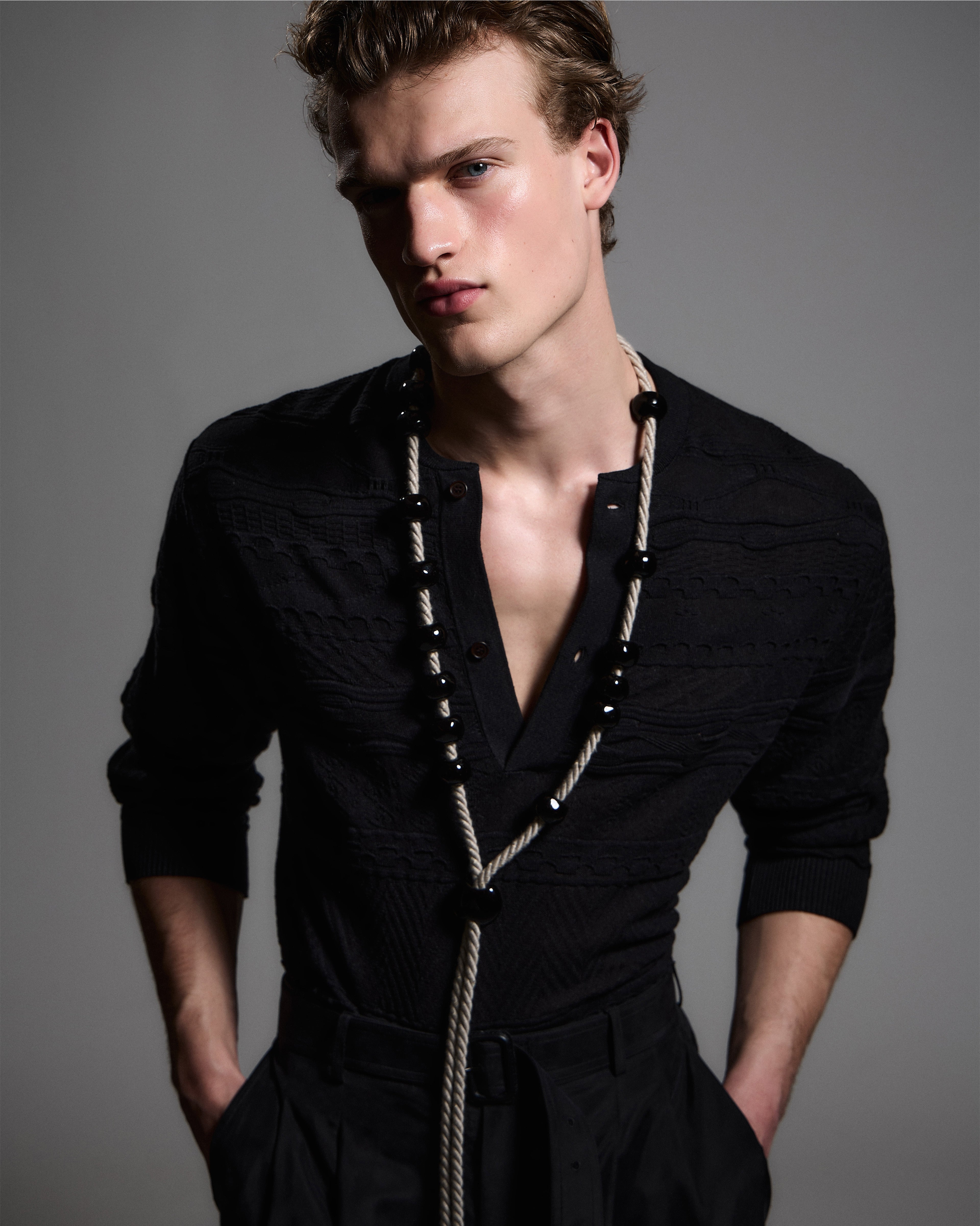 Emporio Armani Lyocell-blend, Henley neckline jumper