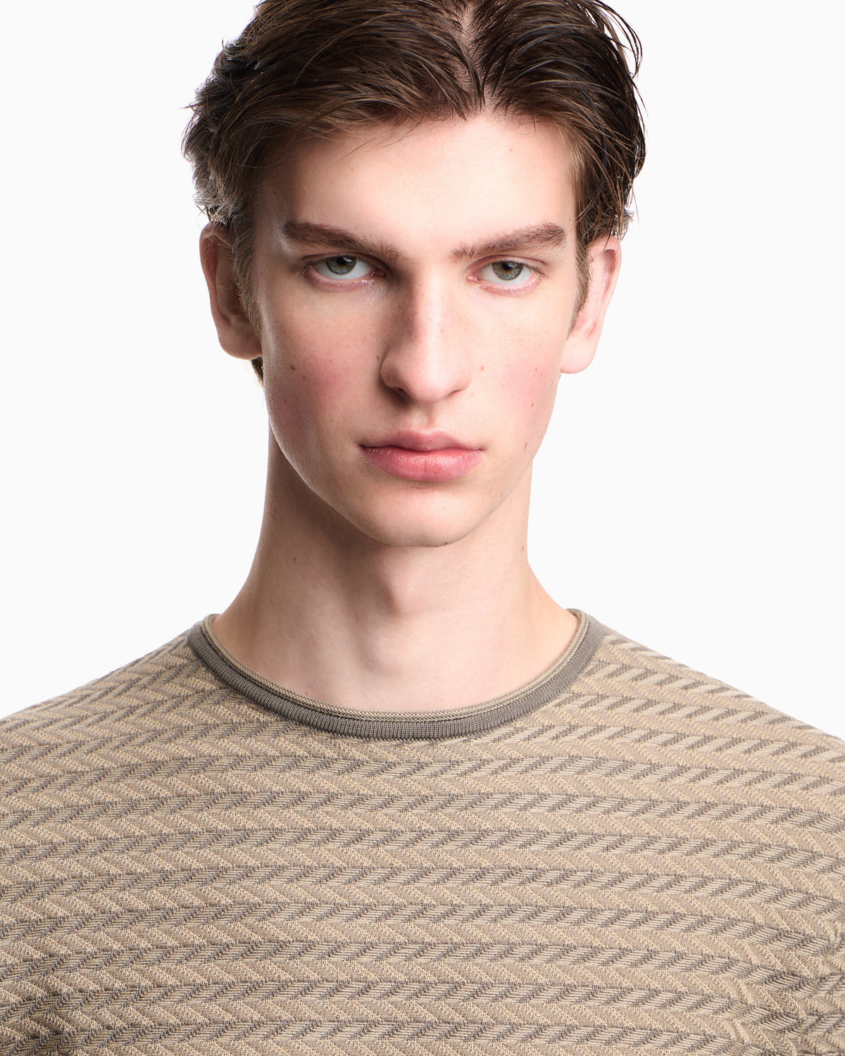 Emporio Armani Icon virgin-wool jumper with a two-tone chevron motif