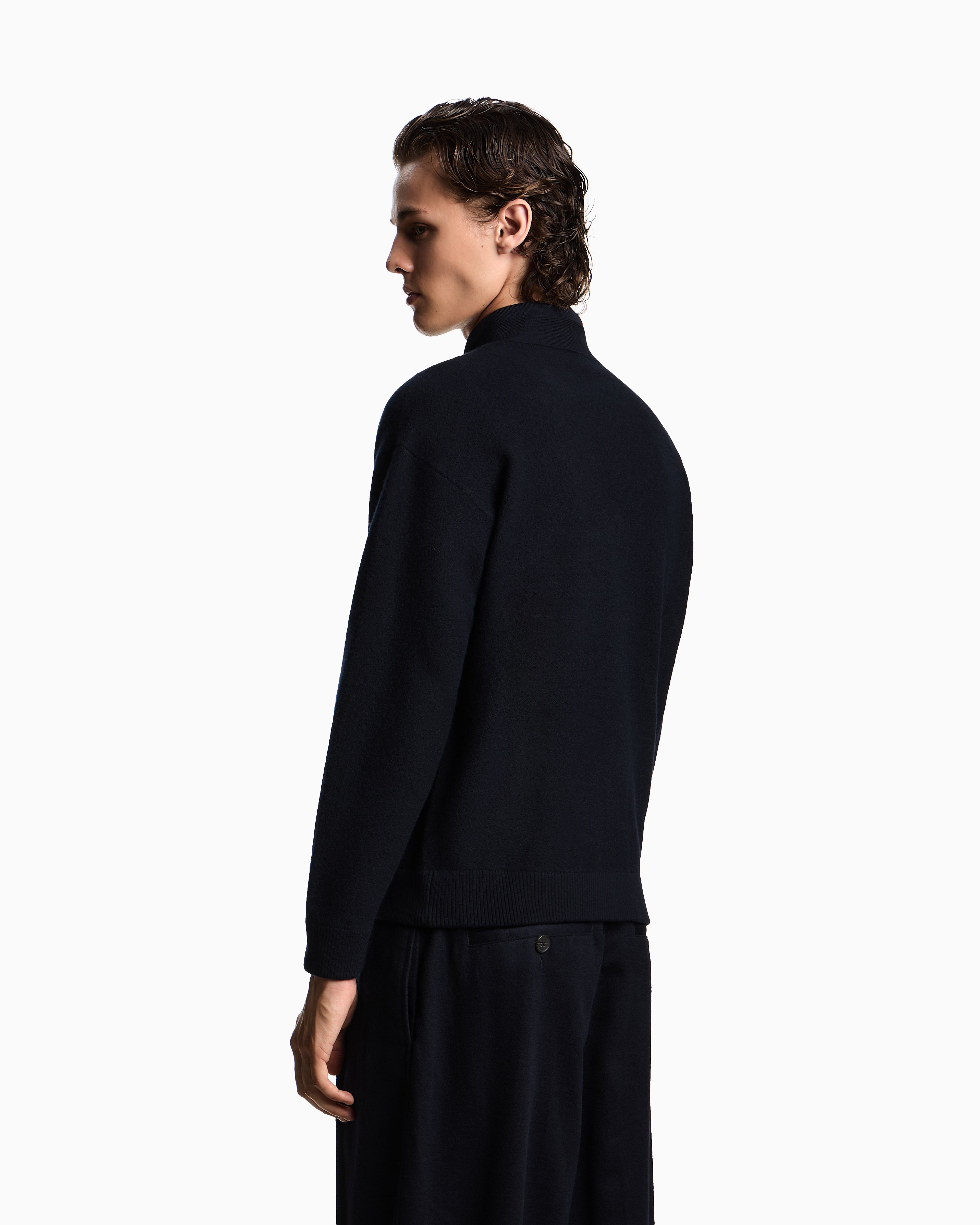 Emporio Armani V-neck cardigan made of plush-knit virgin wool