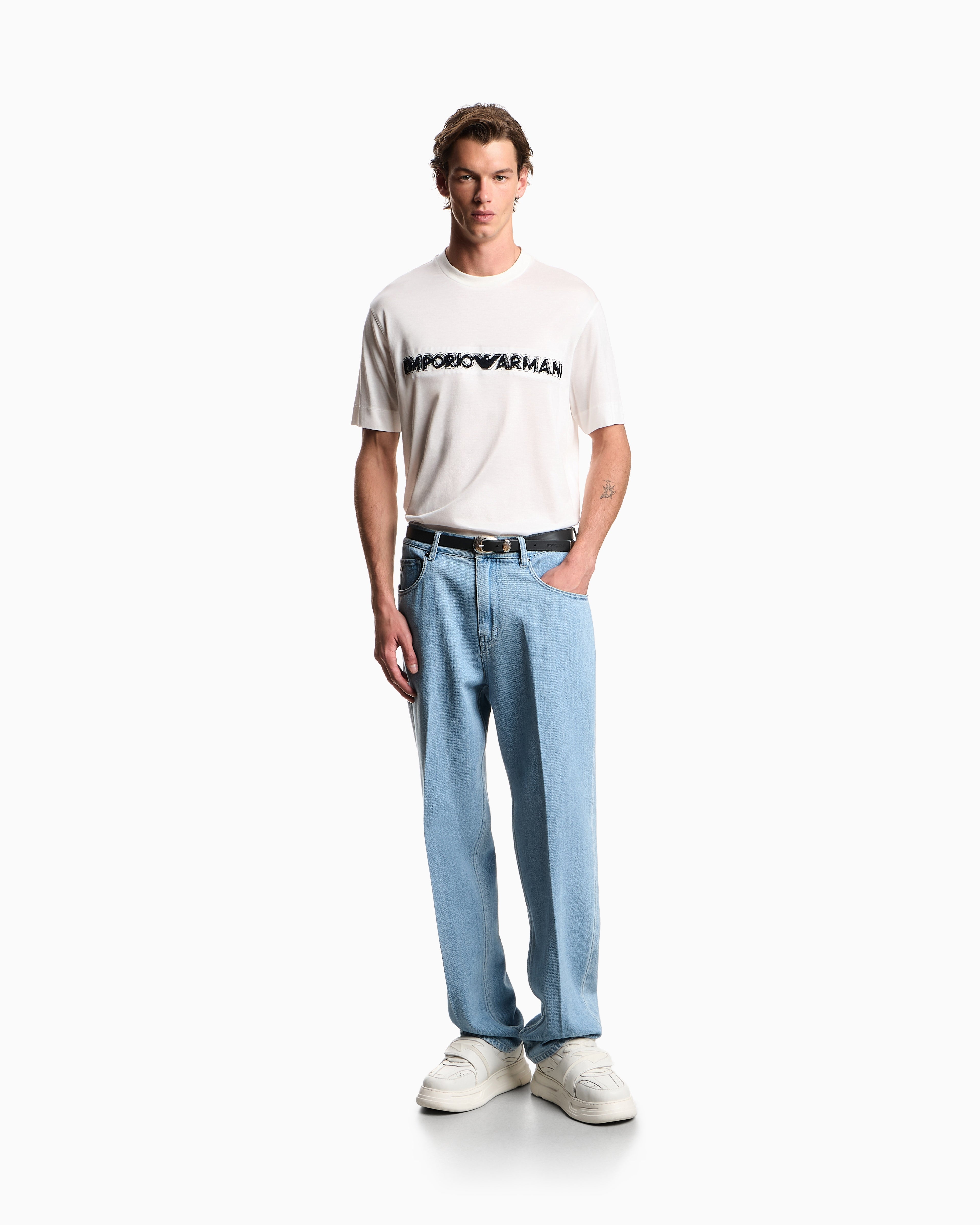 Emporio Armani Lyocell blend jersey T-shirt with soft-touch embossed logo