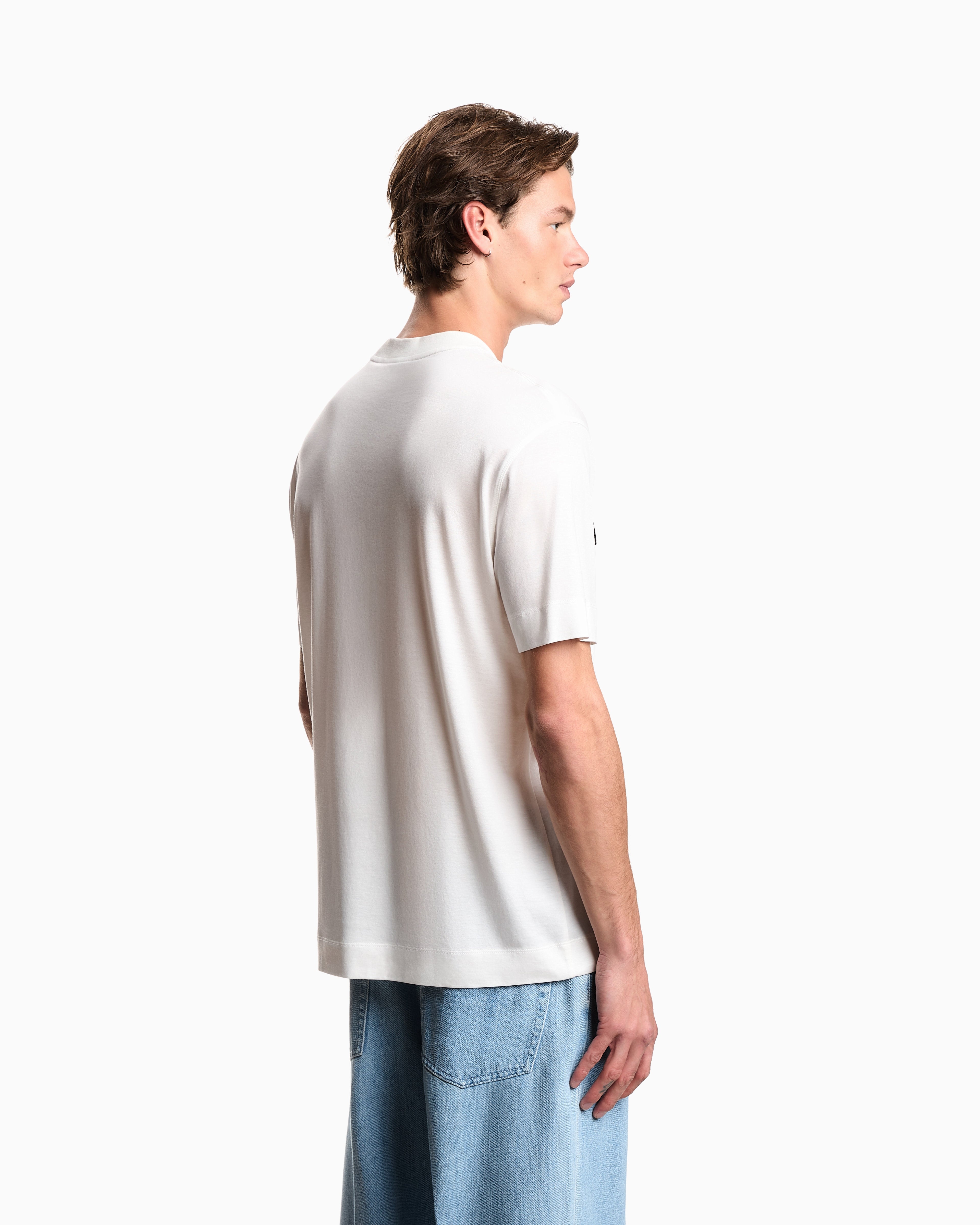Emporio Armani Lyocell blend jersey T-shirt with soft-touch embossed logo