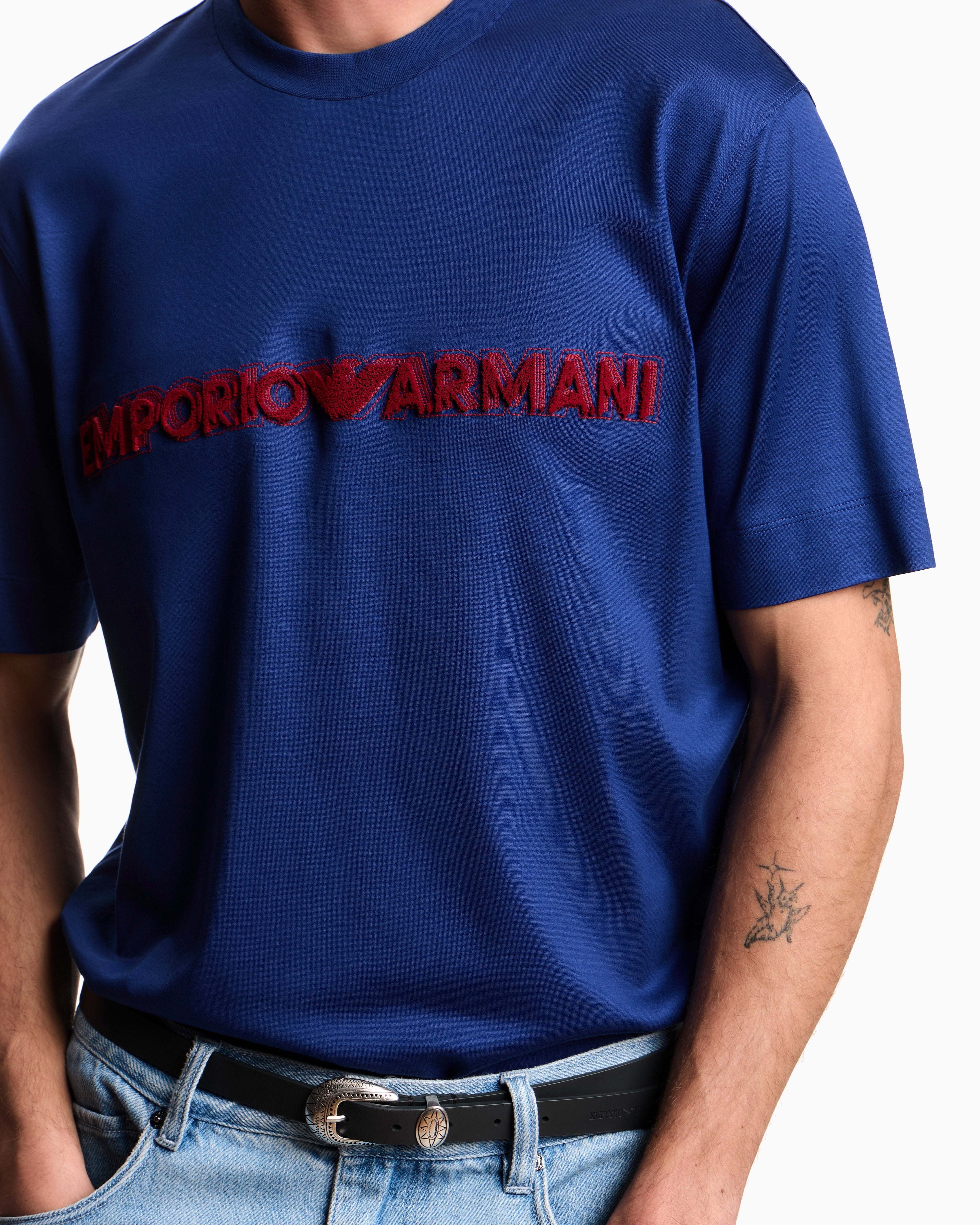 Emporio Armani Lyocell blend jersey T-shirt with soft-touch embossed logo