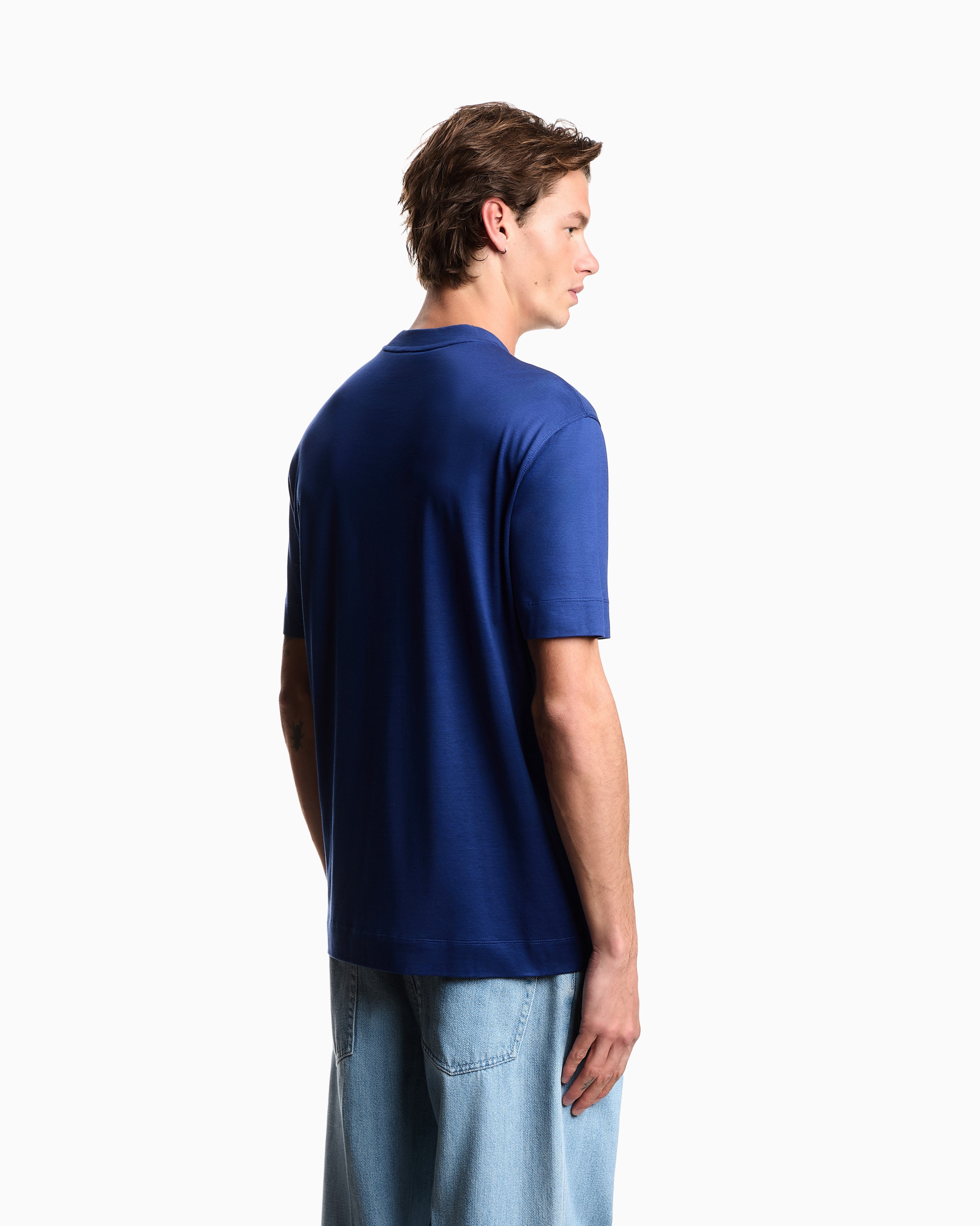 Emporio Armani Lyocell blend jersey T-shirt with soft-touch embossed logo