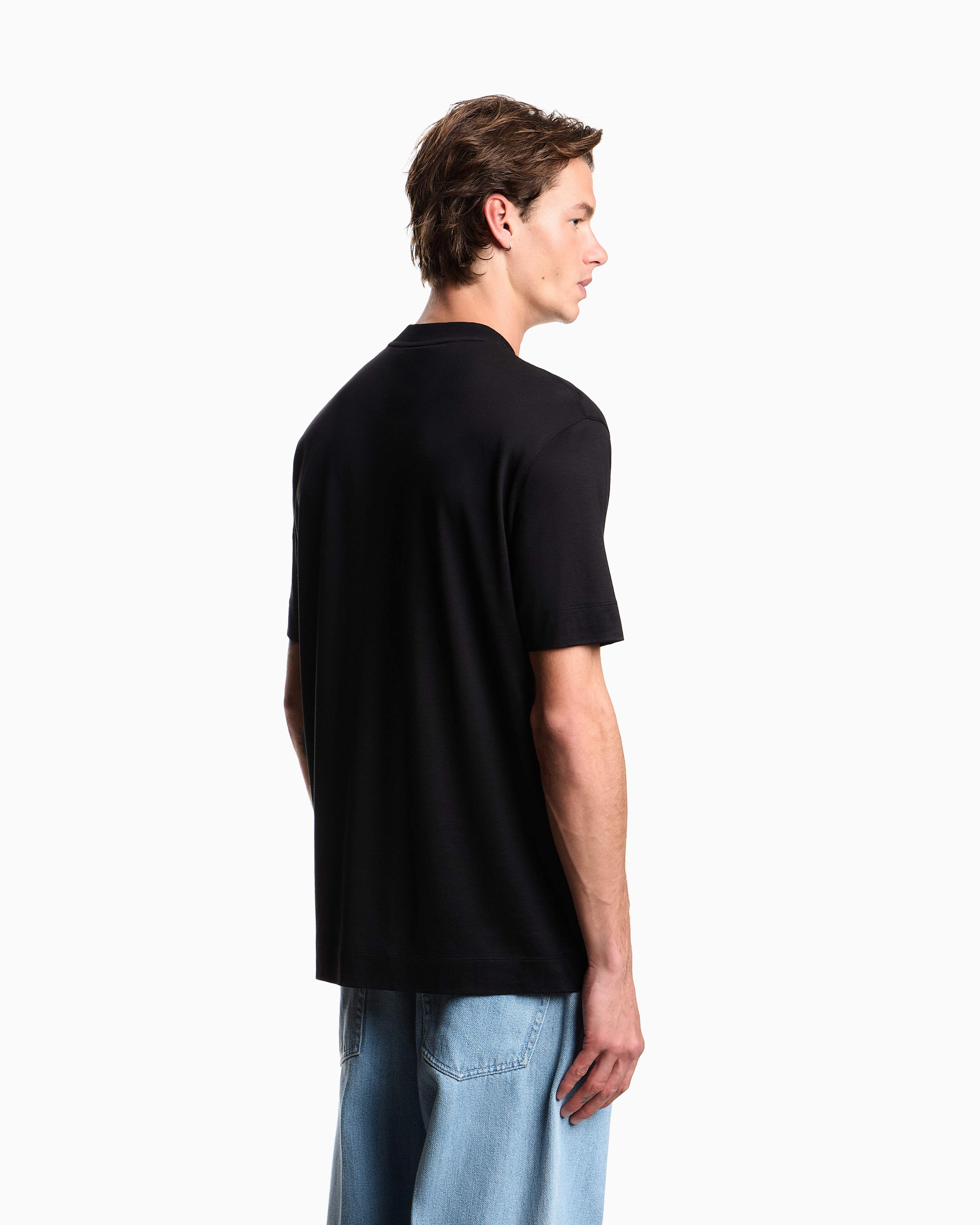 Emporio Armani Lyocell blend jersey T-shirt with soft-touch embossed logo