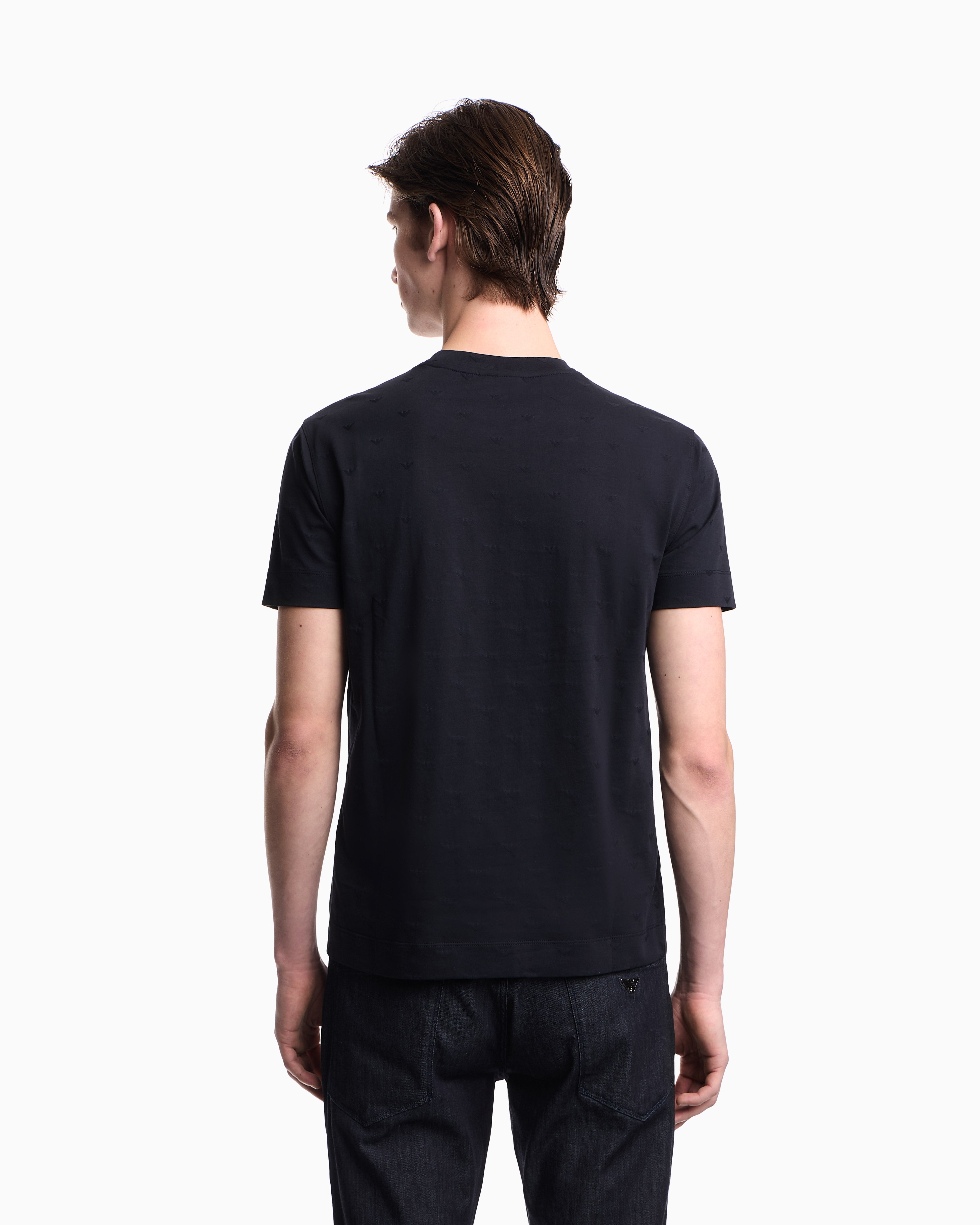 Emporio Armani Slim-fit T-shirt in all-over micro-eagle jacquard jersey