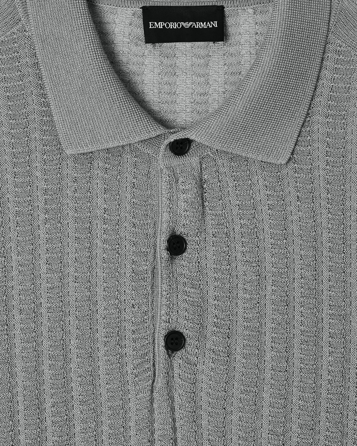 Emporio Armani Wool and Lyocell-blend polo collar jumper in a patterned stitch