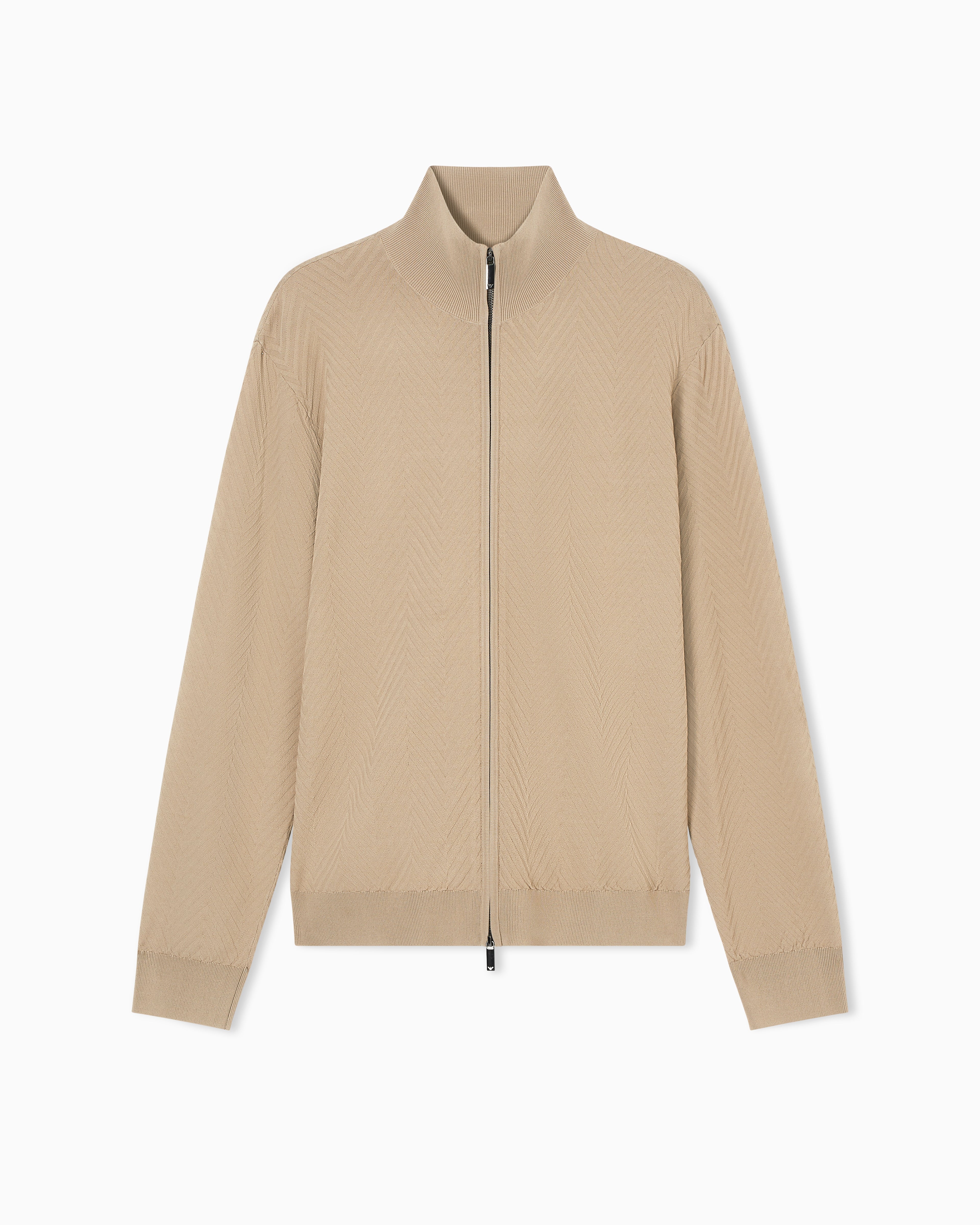 Emporio Armani Icon viscose blend chevron full-zip cardigan