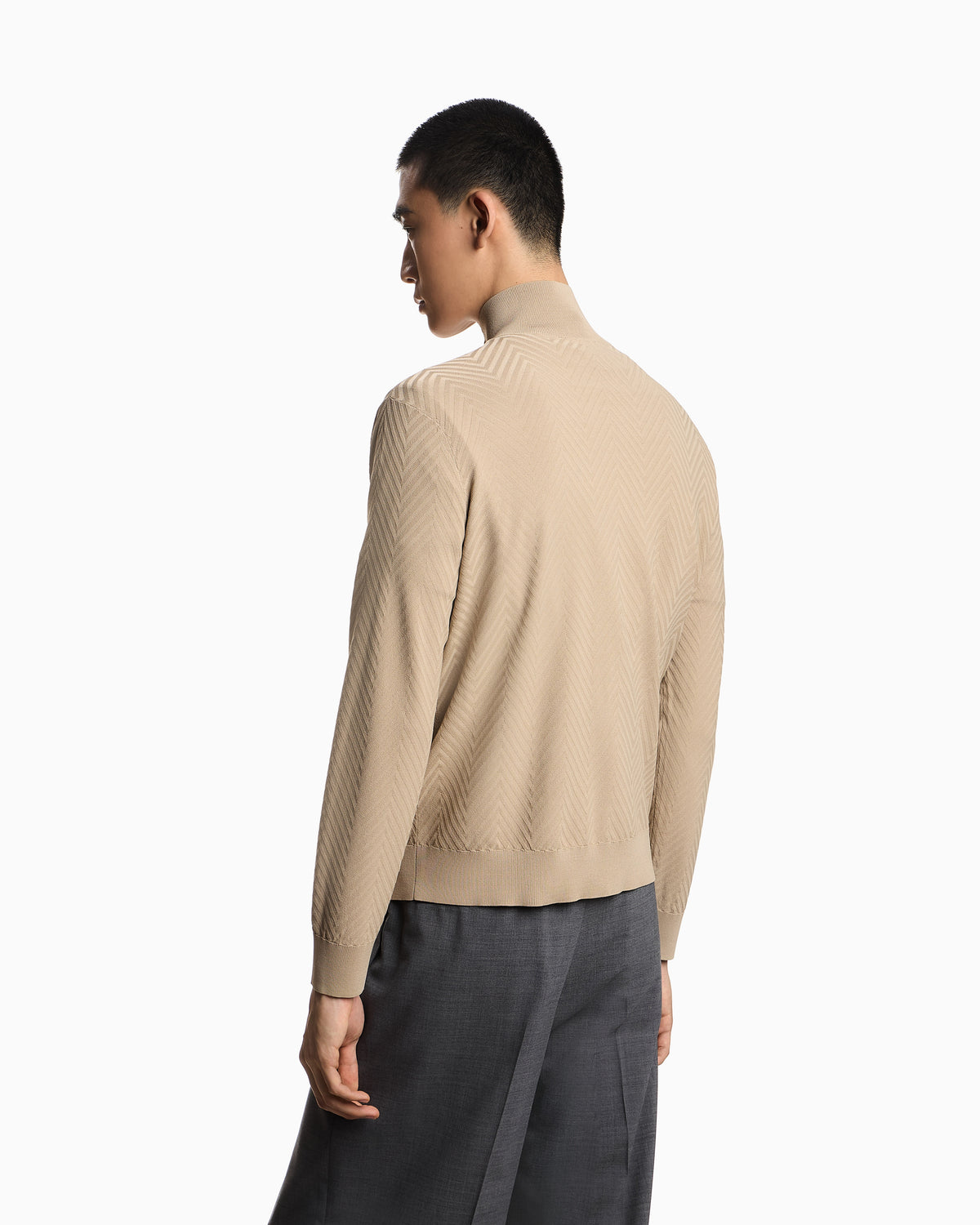 Emporio Armani Icon viscose blend chevron full-zip cardigan