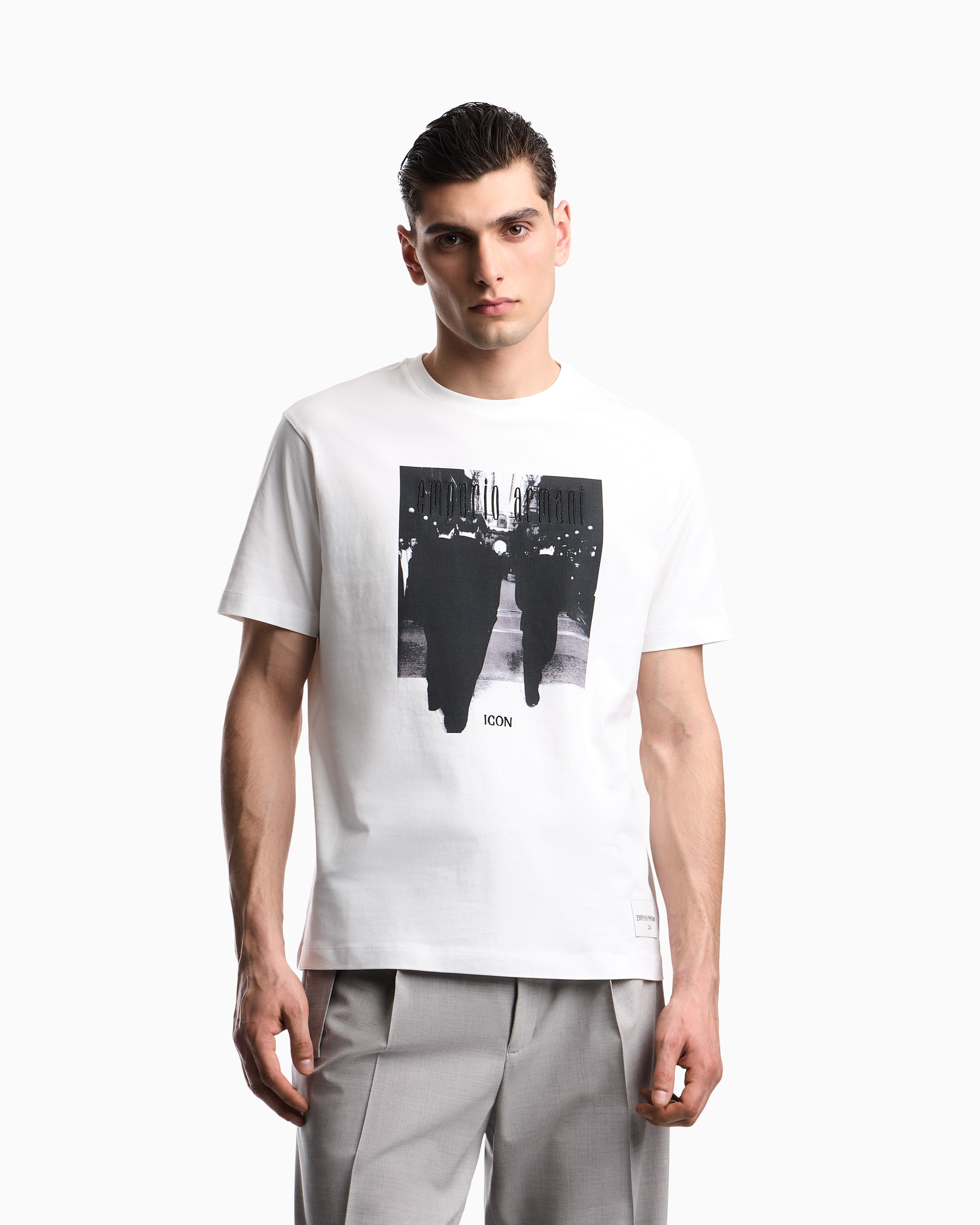Emporio Armani Icon jersey T-shirt with photographic print and embroidery