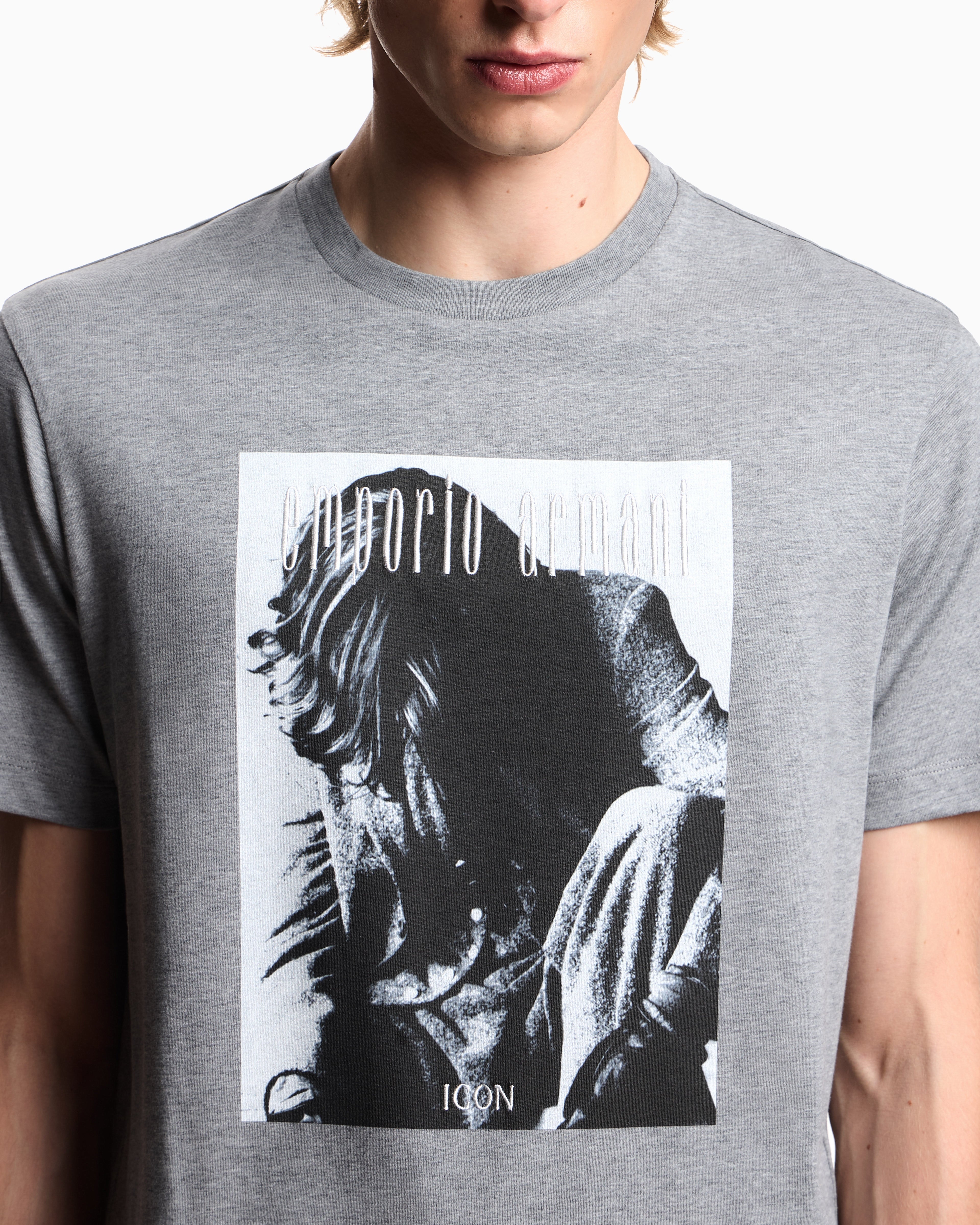 Emporio Armani Icon jersey T-shirt with photographic print and embroidery