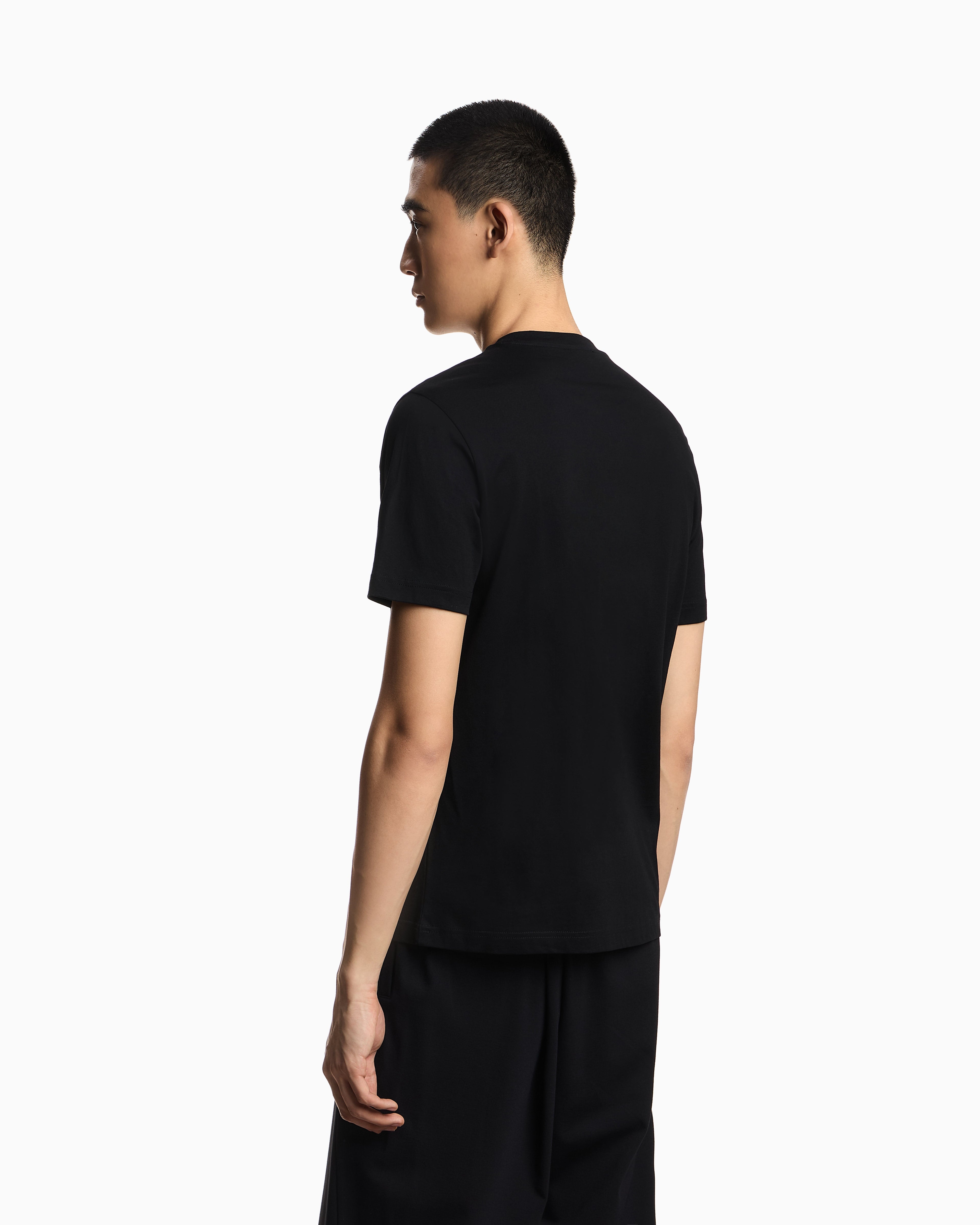Emporio Armani Jersey T-shirt with op-art embroidery