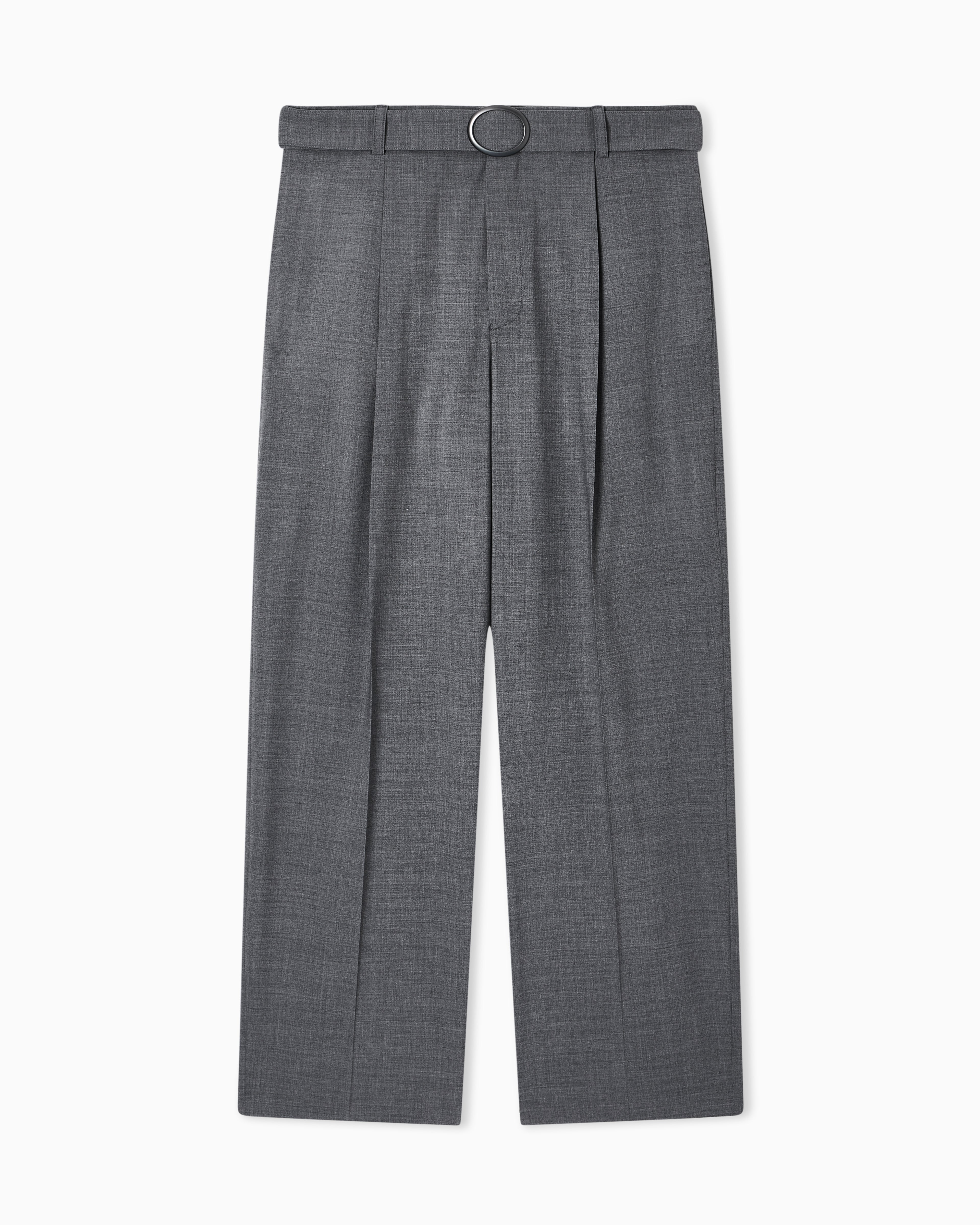 Emporio Armani Trousers with pleats and belt in stretch wool canvas