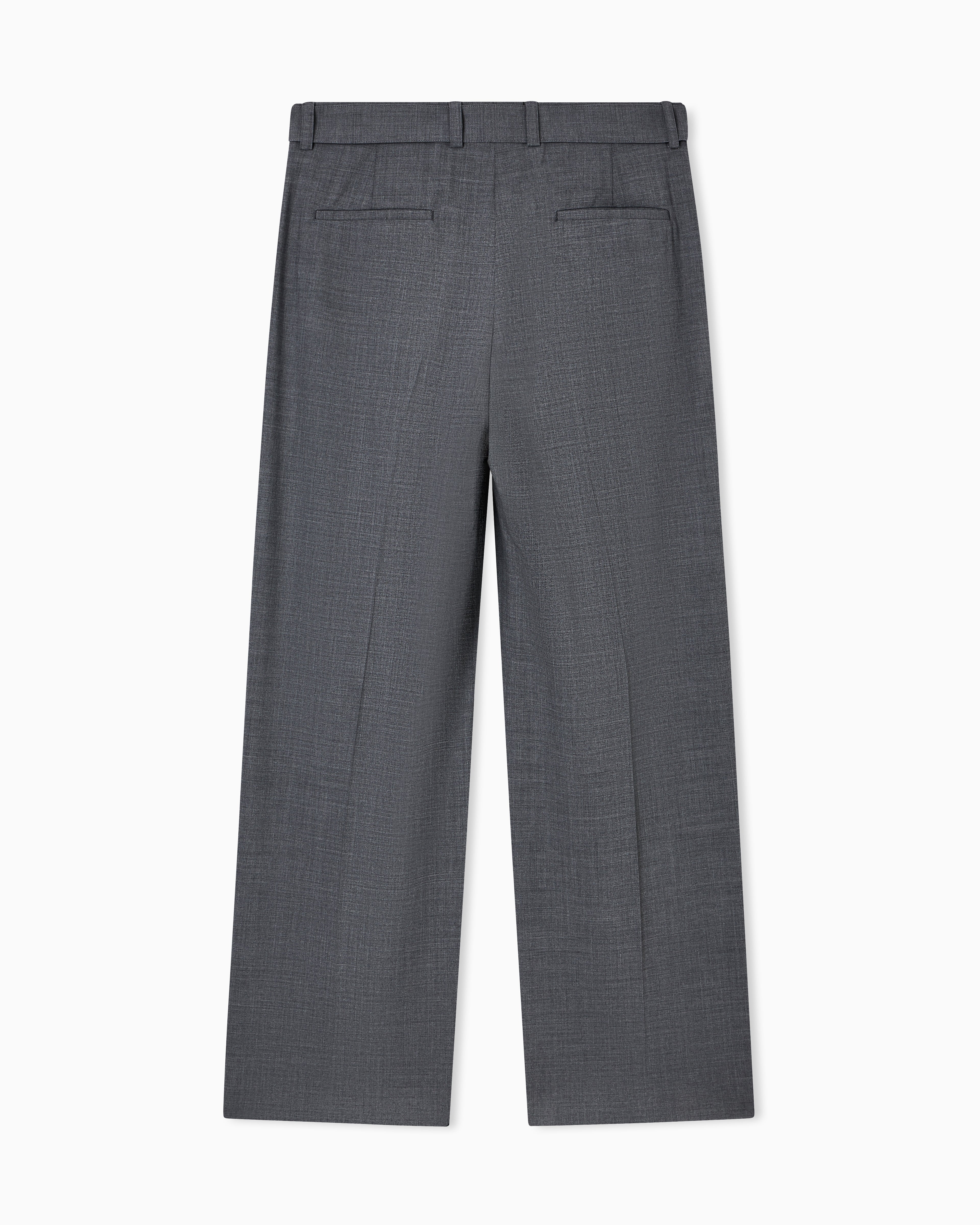 Emporio Armani Trousers with pleats and belt in stretch wool canvas