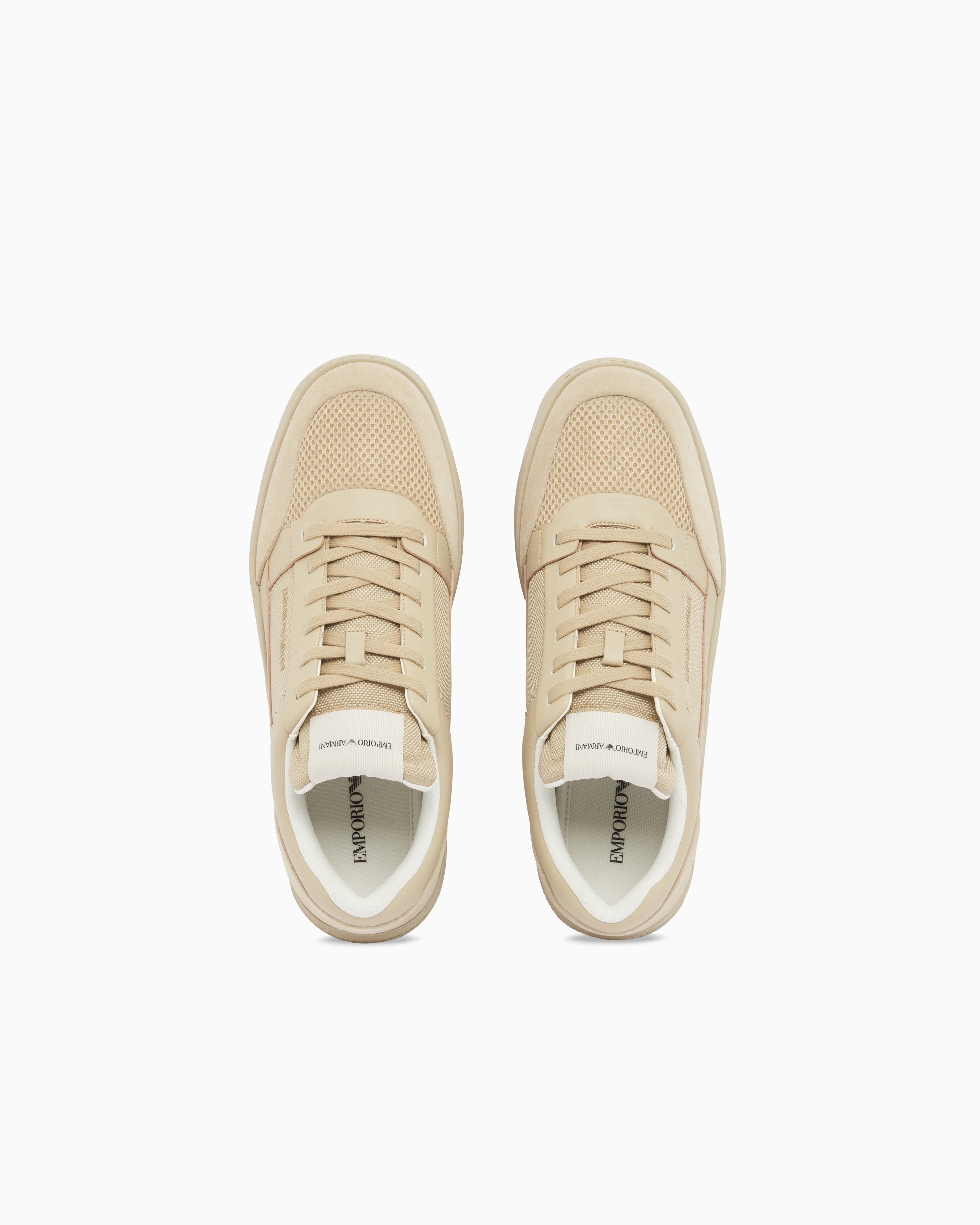 Emporio Armani Cordura Sneakers With Suede Details Beige