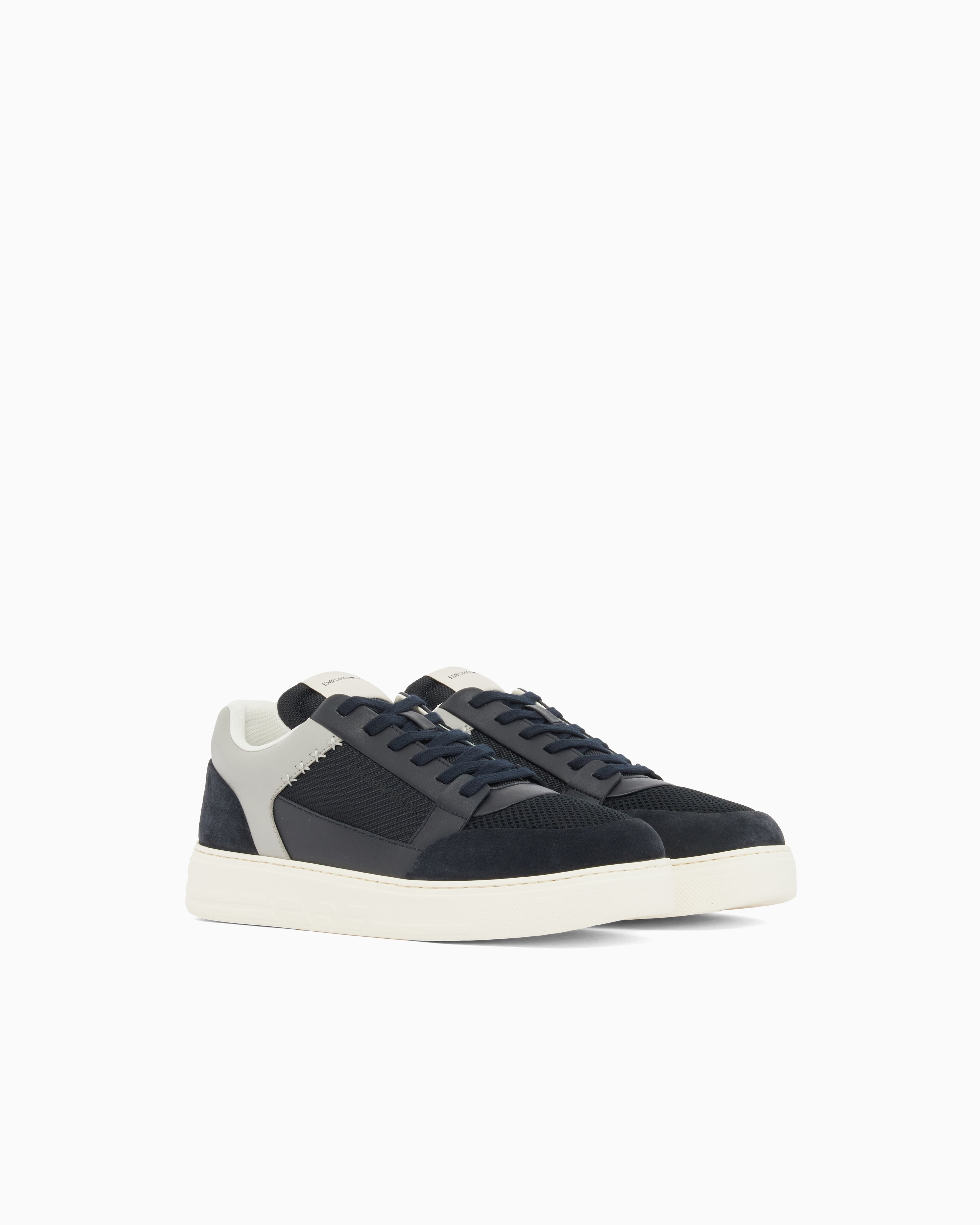 Emporio Armani Cordura Sneakers With Suede Details Navy Blue