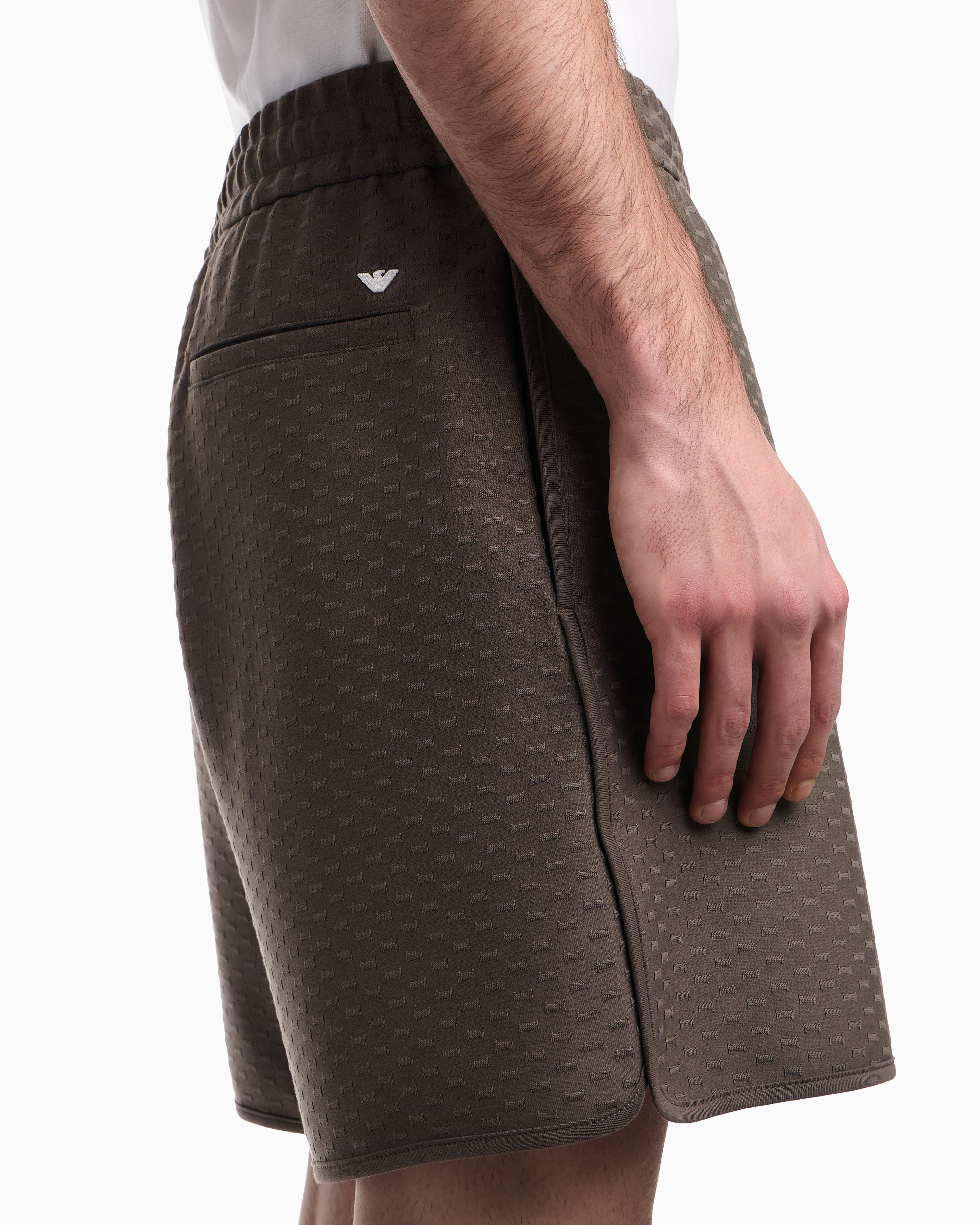 Emporio Armani Shorts in all-over micro eagle jacquard jersey