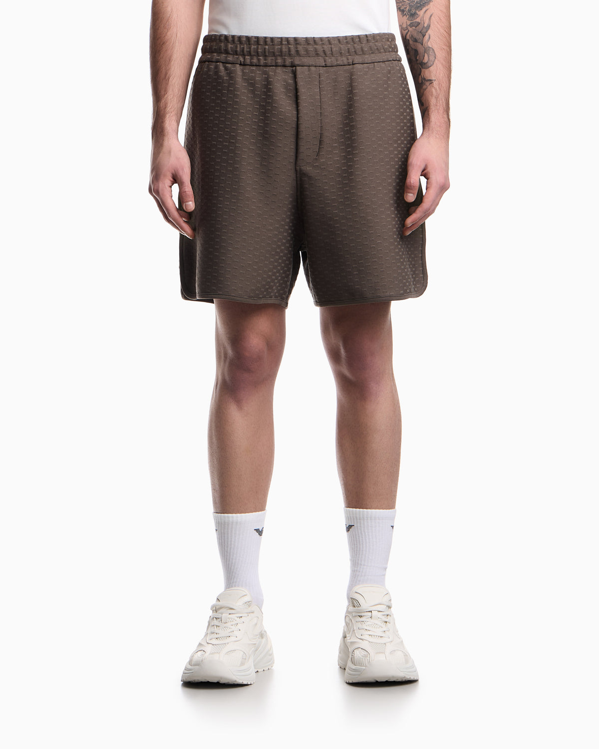 Emporio Armani Shorts in all-over micro eagle jacquard jersey