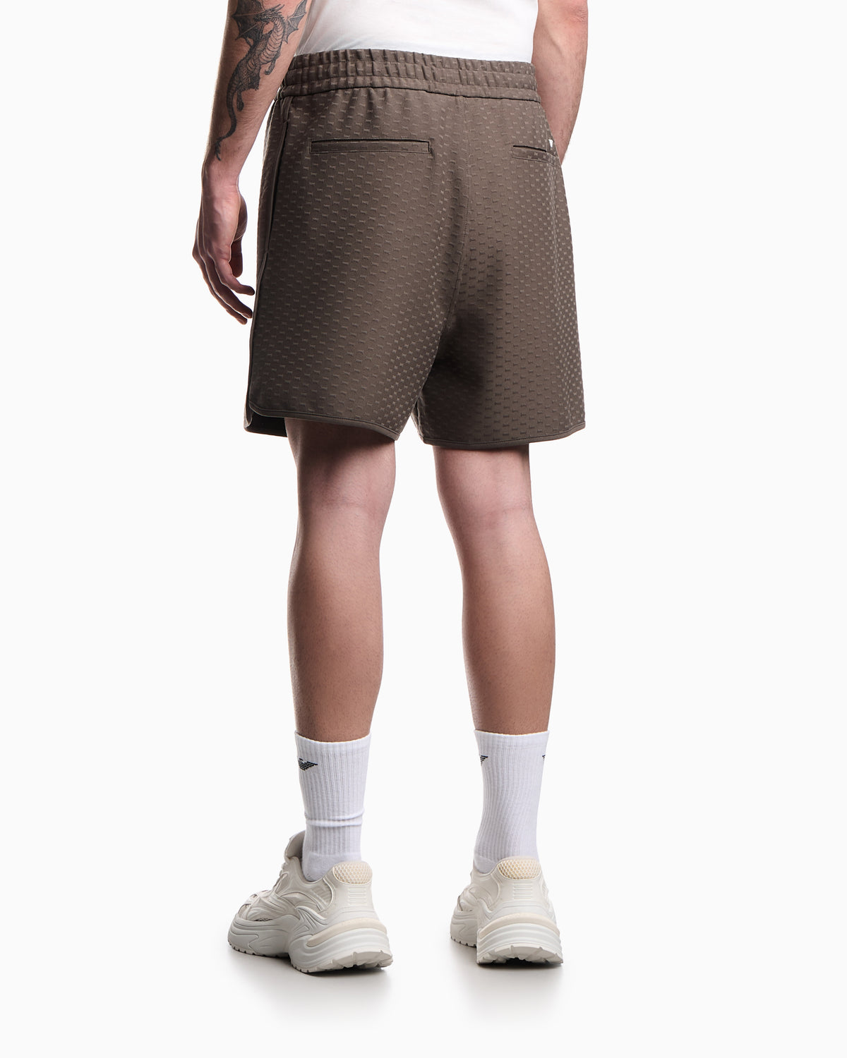 Emporio Armani Shorts in all-over micro eagle jacquard jersey