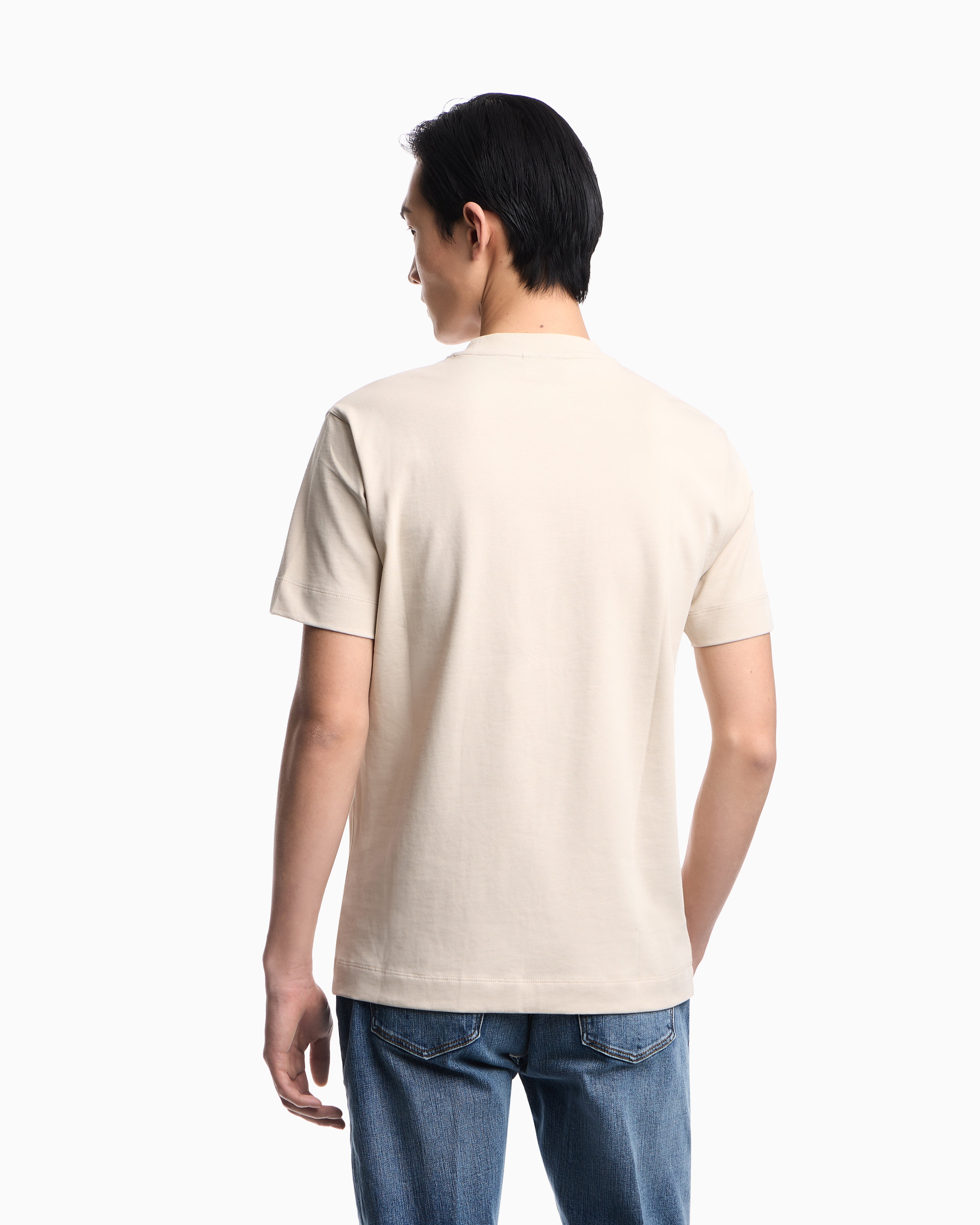 Emporio Armani Slim fit T-shirt in heavy jersey with domed eagle