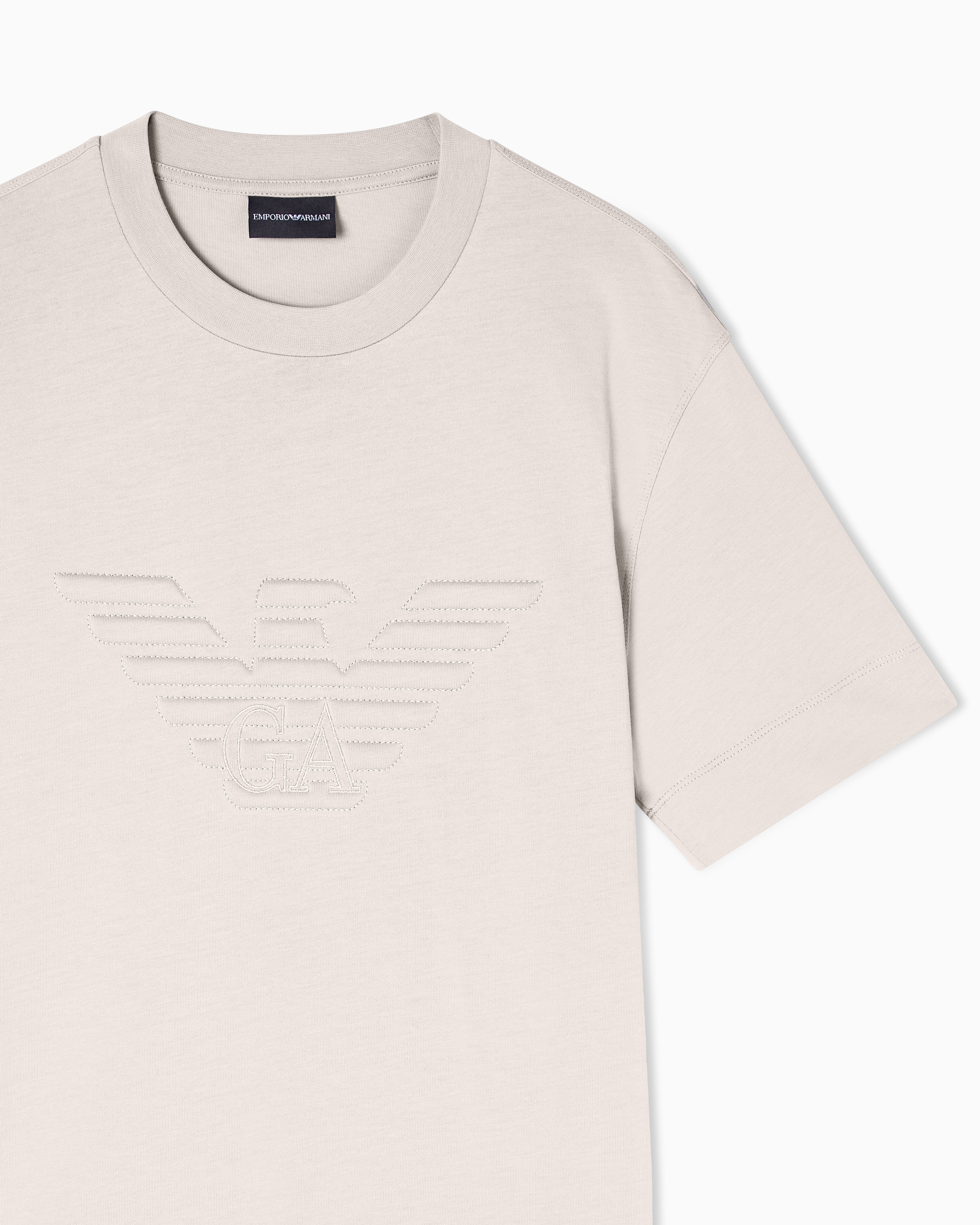 Emporio Armani Slim fit T-shirt in heavy jersey with domed eagle