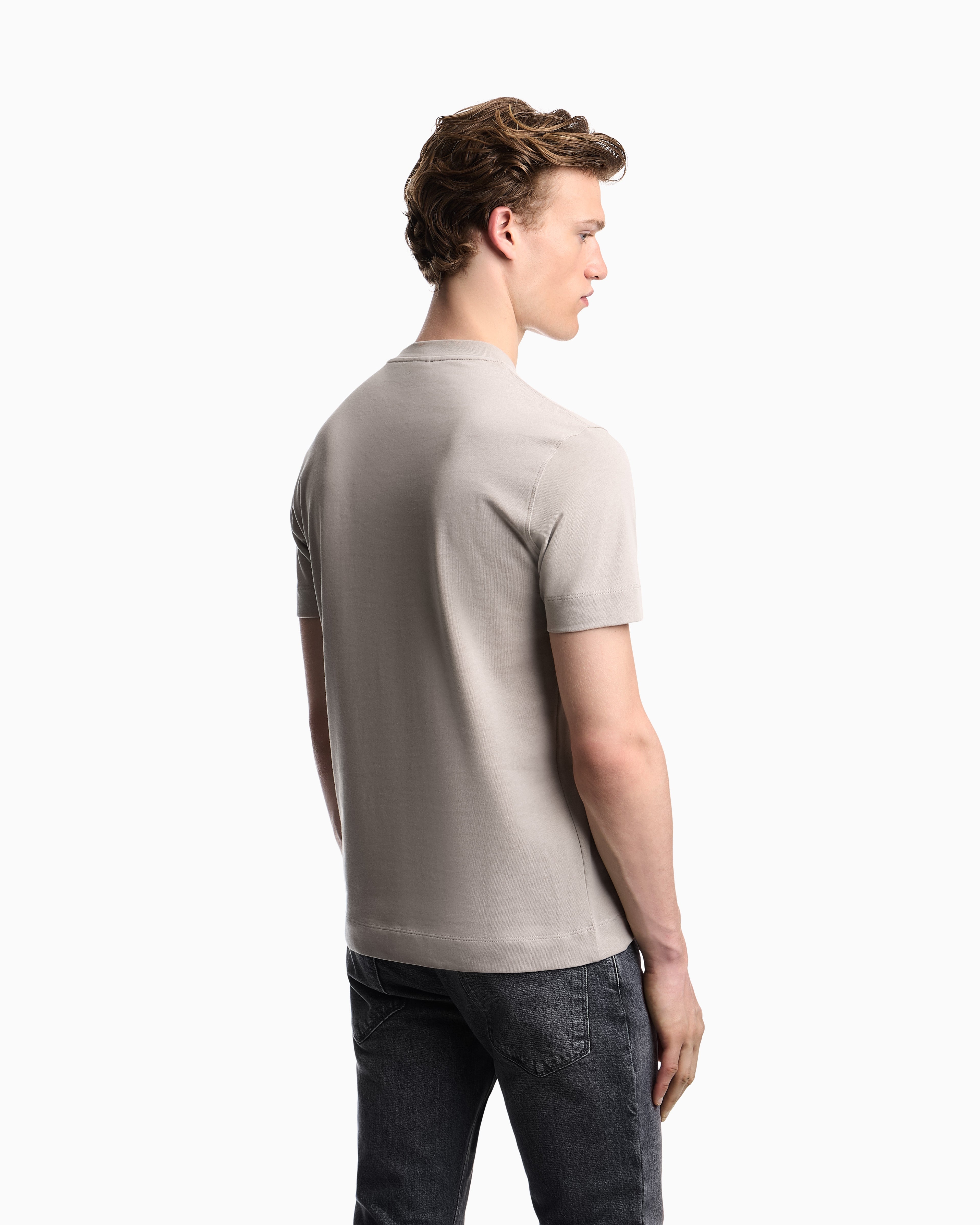 Emporio Armani Slim fit T-shirt in heavy jersey with domed eagle
