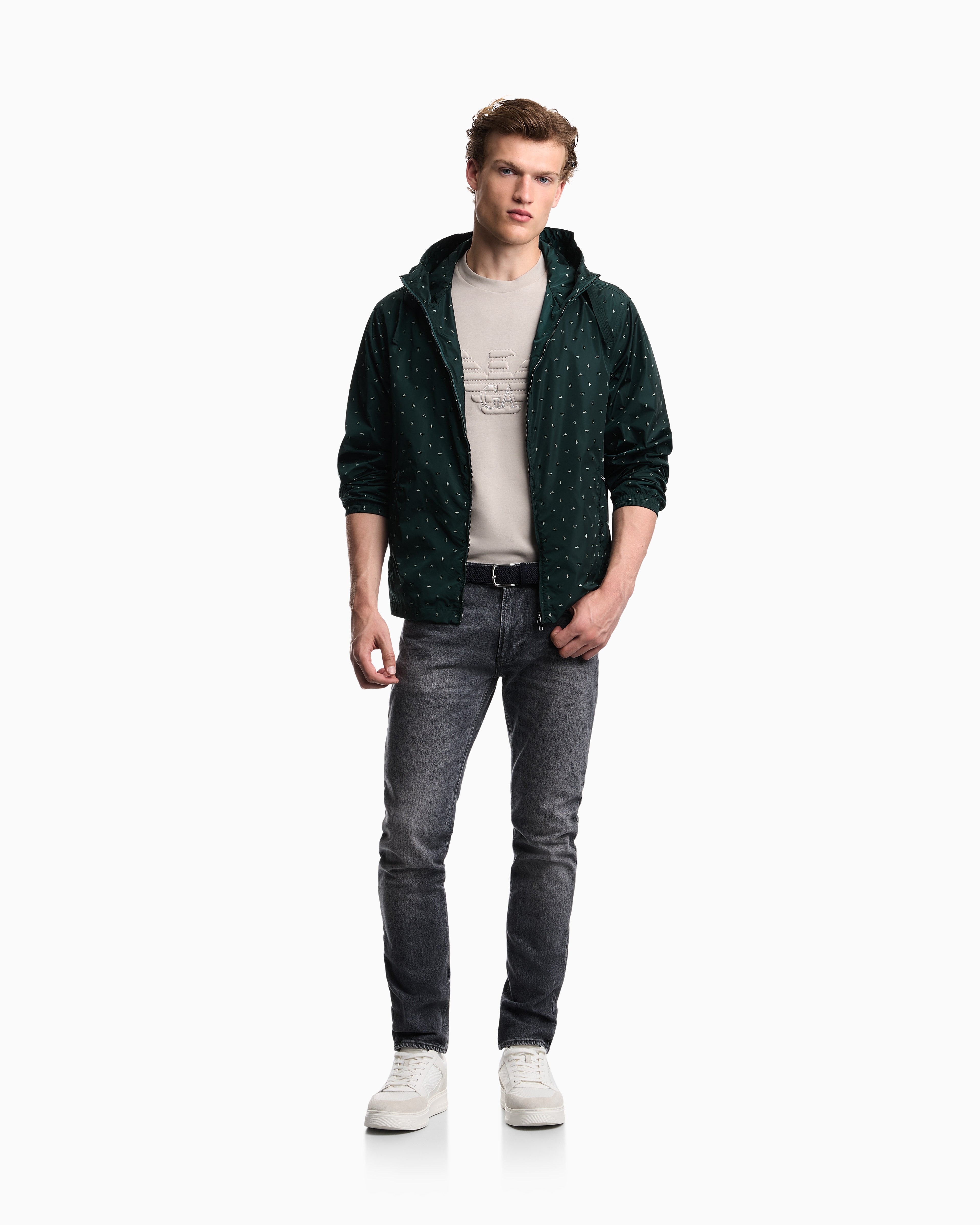 Emporio Armani Slim fit T-shirt in heavy jersey with domed eagle
