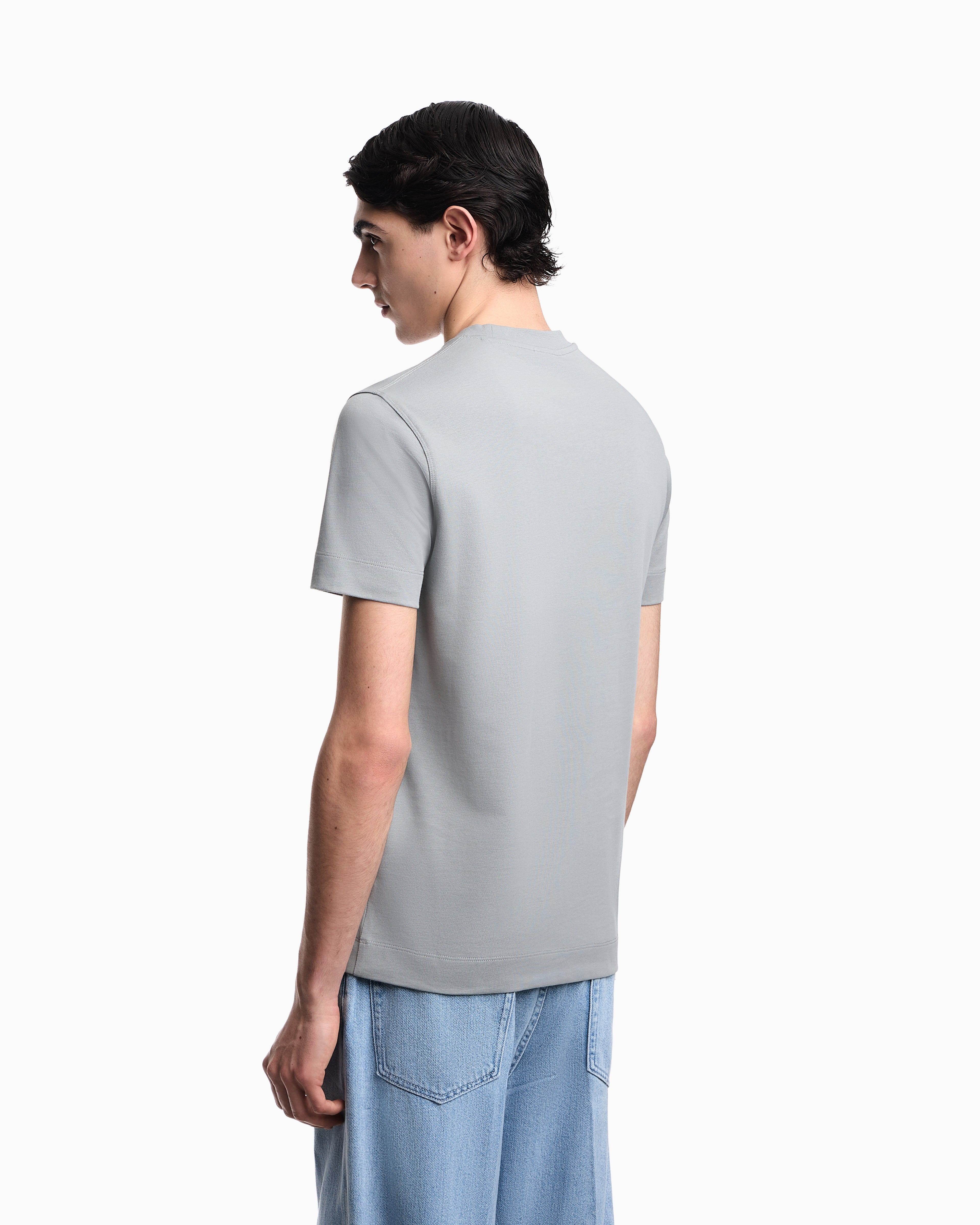 Emporio Armani Slim fit T-shirt in heavy jersey with domed eagle