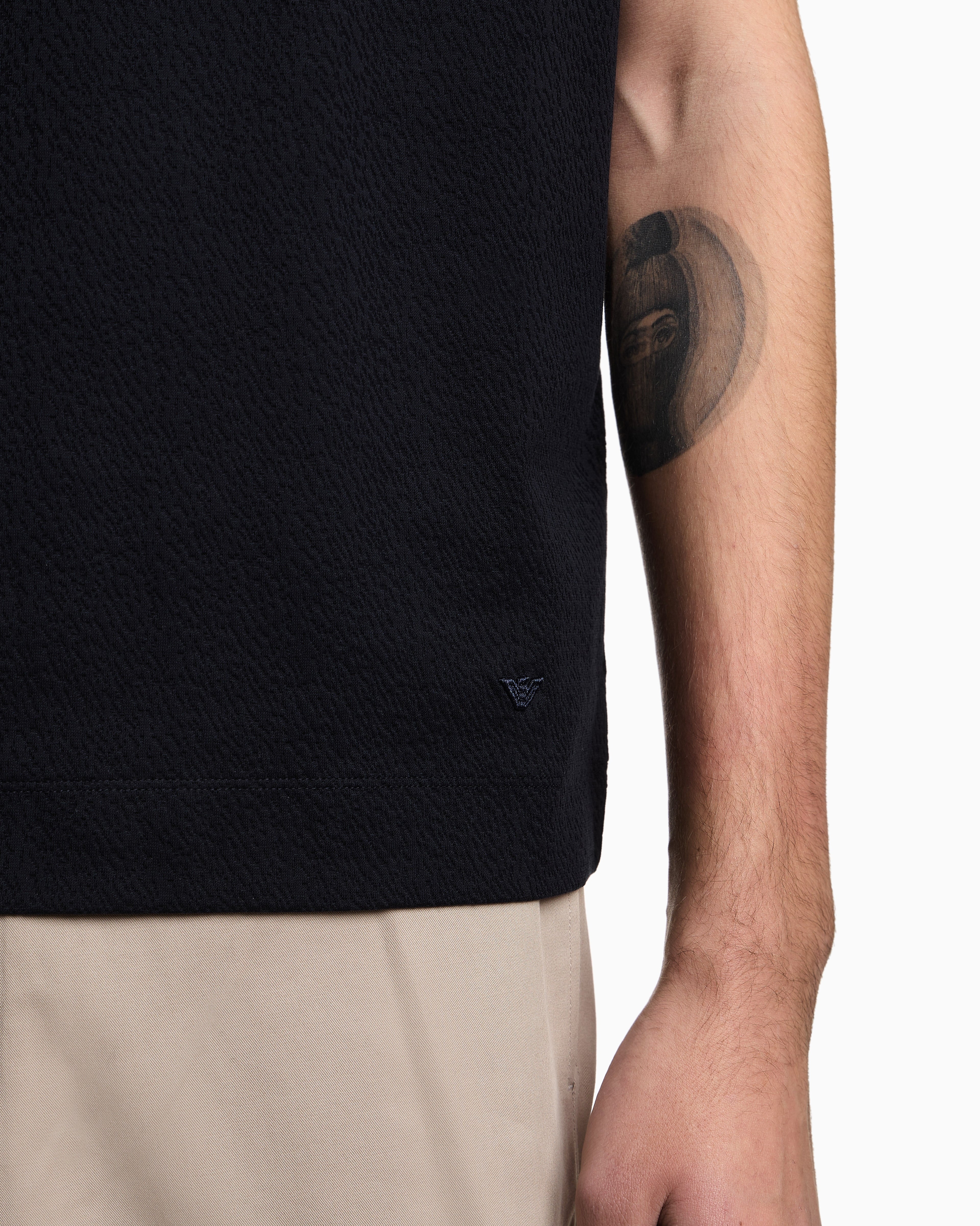 Emporio Armani Intarsia-effect jacquard jersey T-shirt