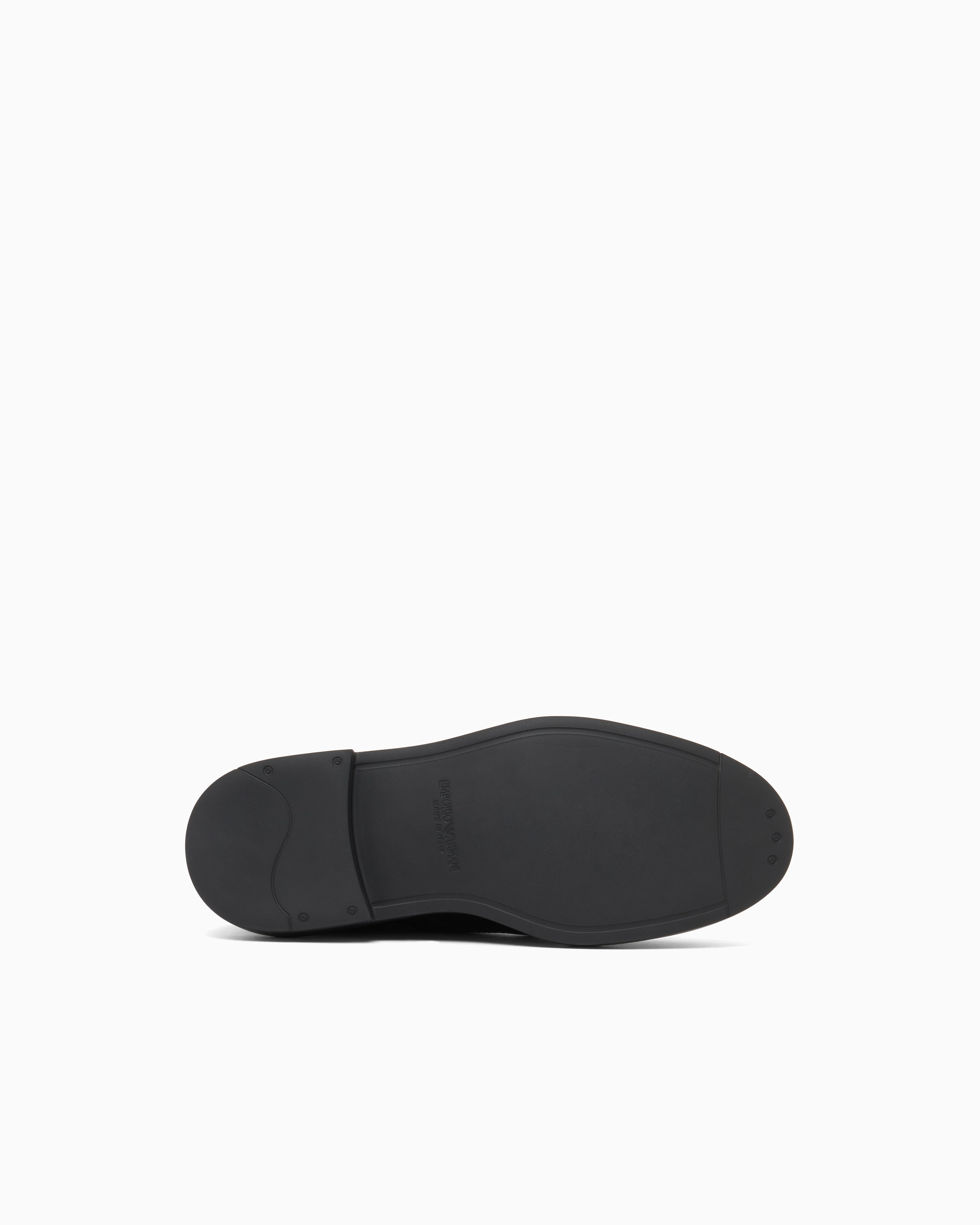 Emporio Armani Icon Pebbled Leather Chunky Monk Straps Brown
