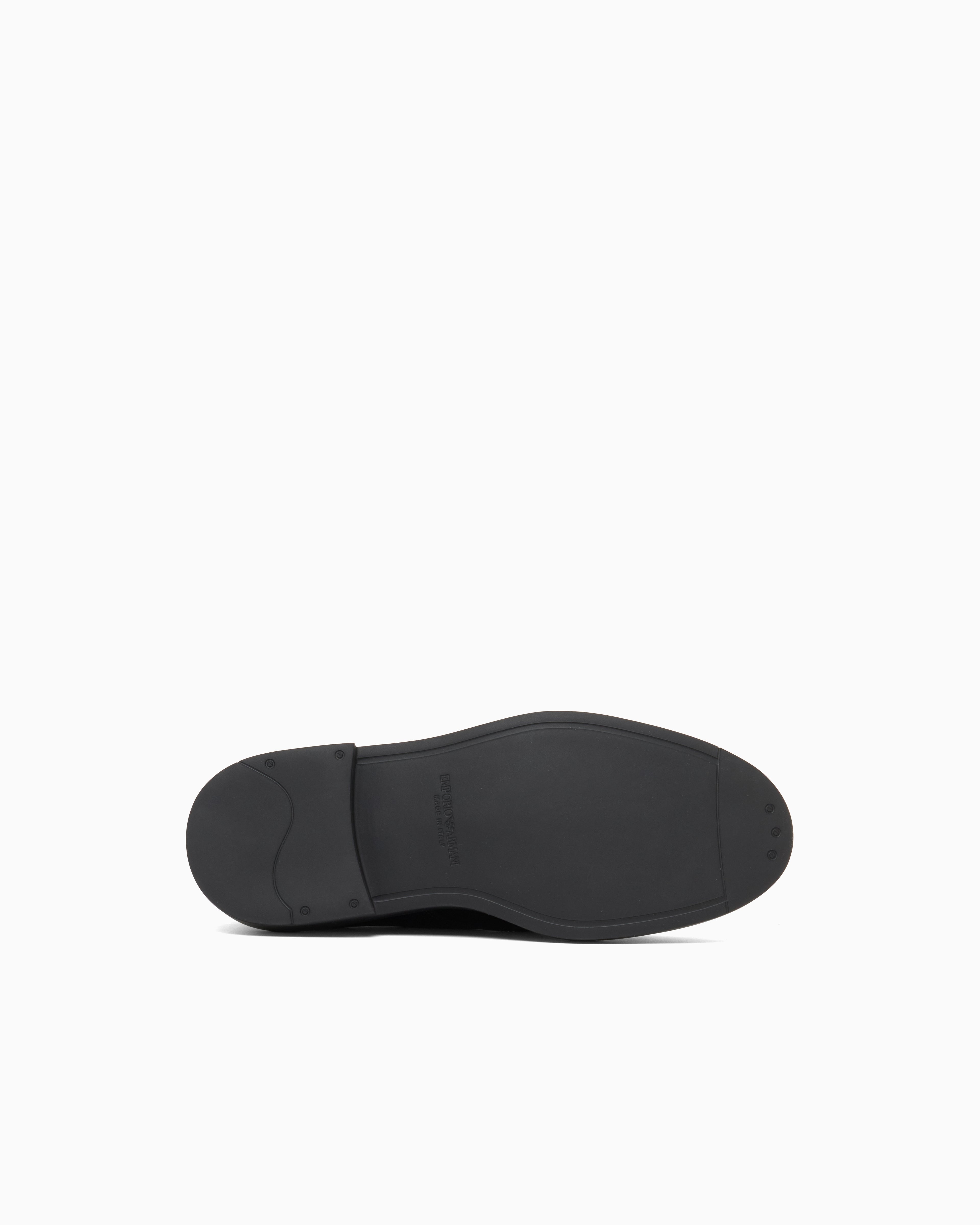 Emporio Armani Icon Pebbled Leather Chunky Monk Straps Black