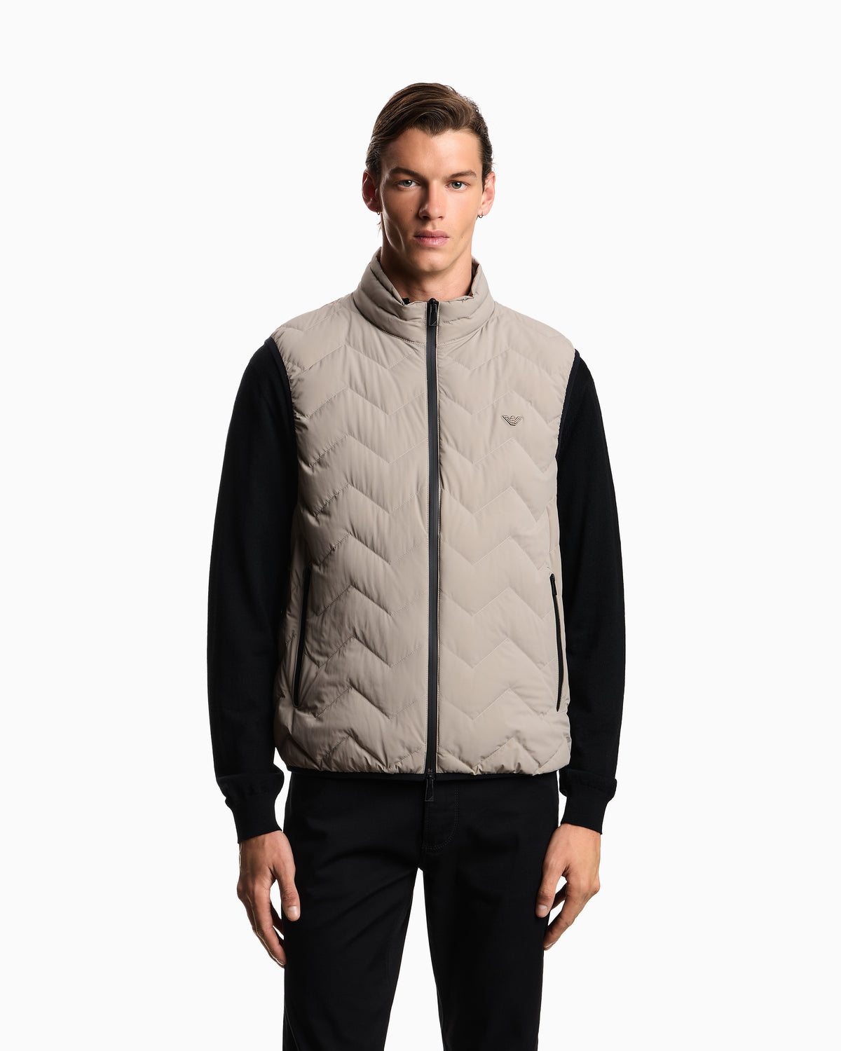 Emporio Armani Nylon down jacket sleeveless with a chevron quilt Essential