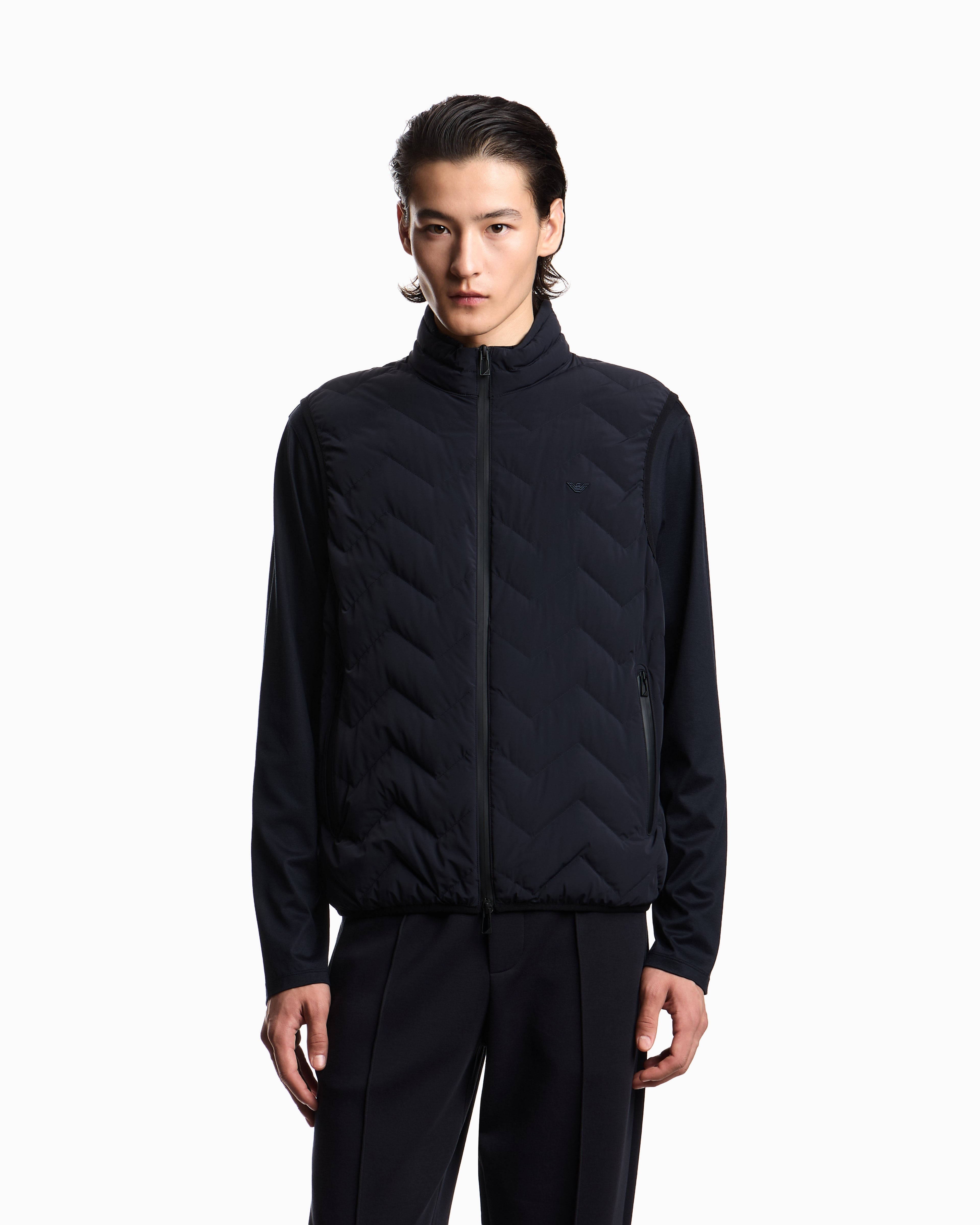 Emporio Armani Nylon down jacket sleeveless with a chevron quilt Essential