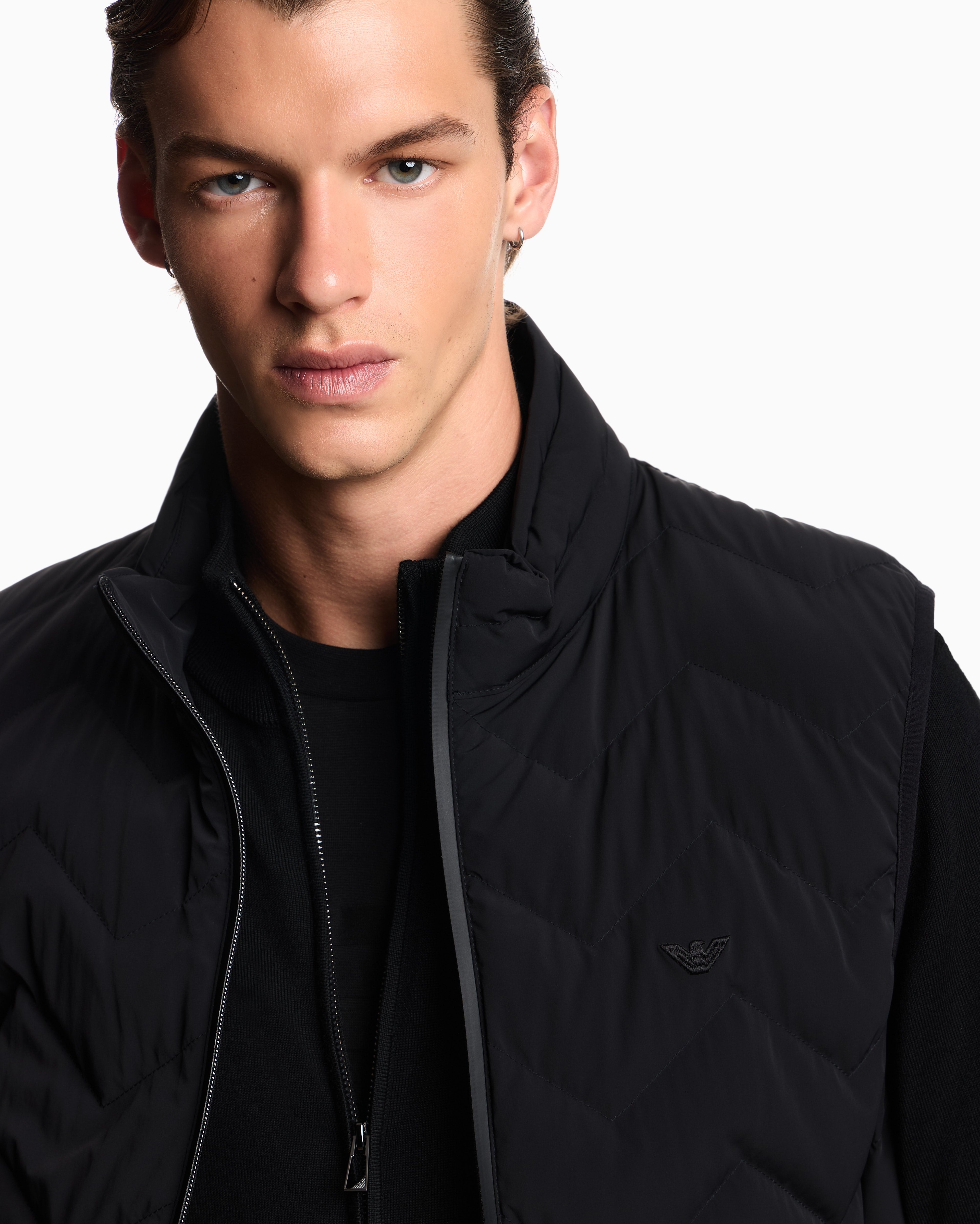 Emporio Armani Nylon down jacket sleeveless with a chevron quilt Essential