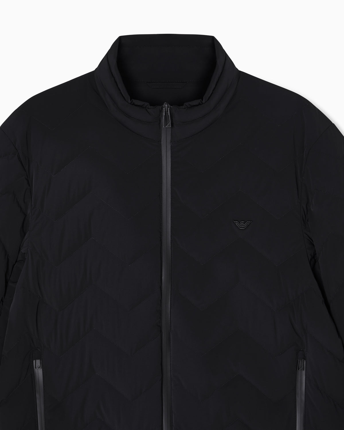 Emporio Armani Nylon down jacket with zip and chevron quilting Essential