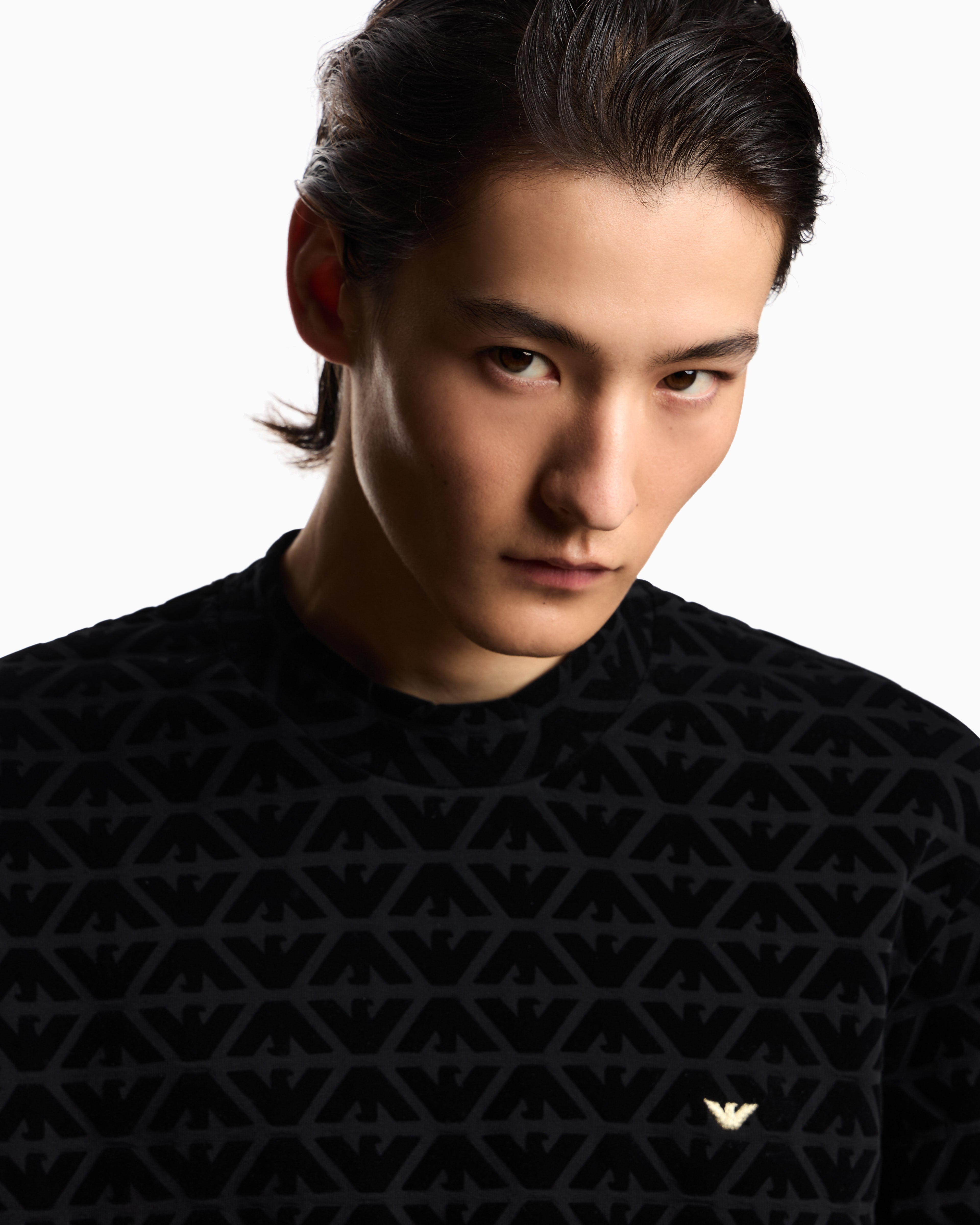 Emporio Armani Lunar New Year double-jersey sweatshirt with all-over flocked eagles
