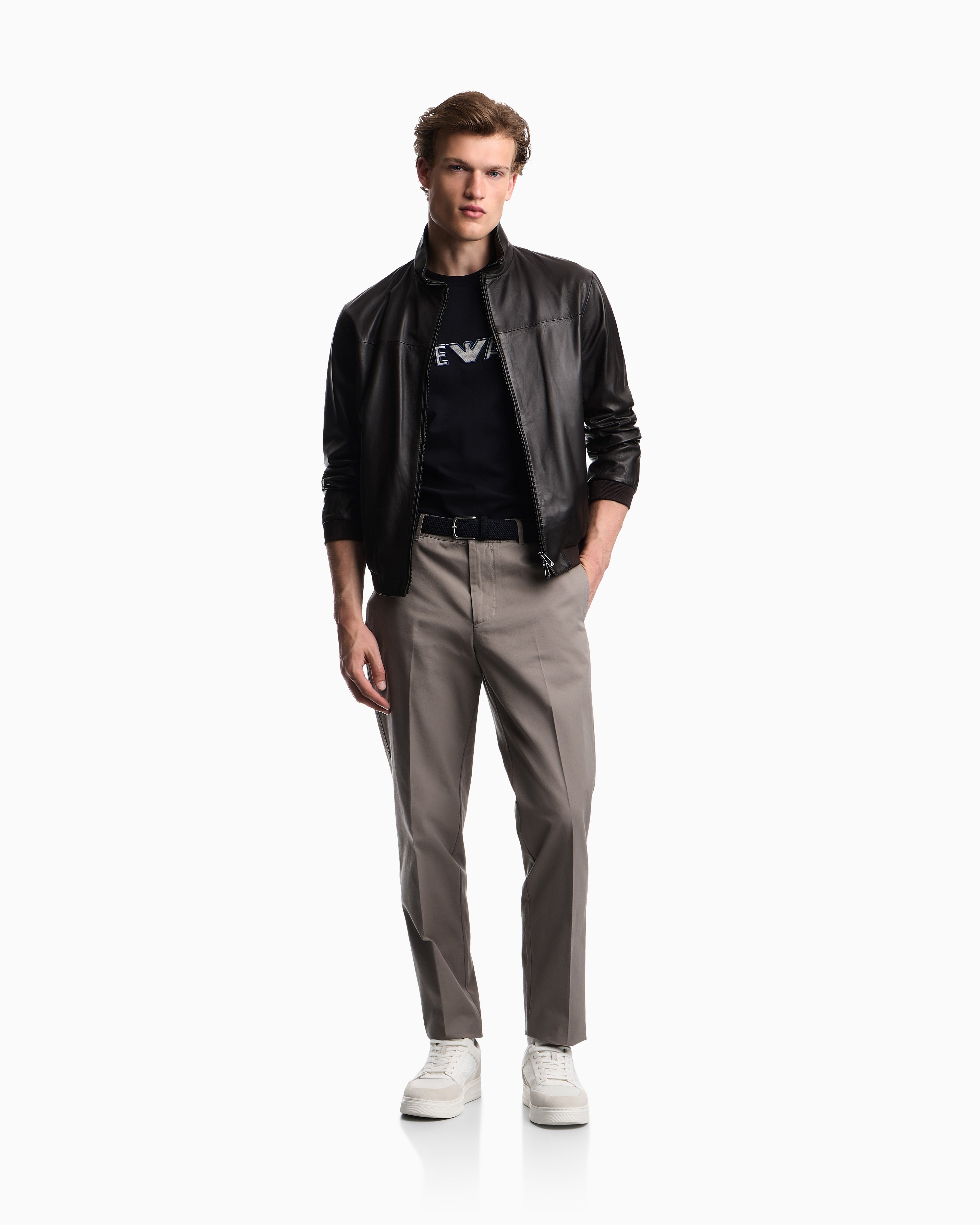 Emporio Armani Heavy jersey T-shirt with metal logo embroidery
