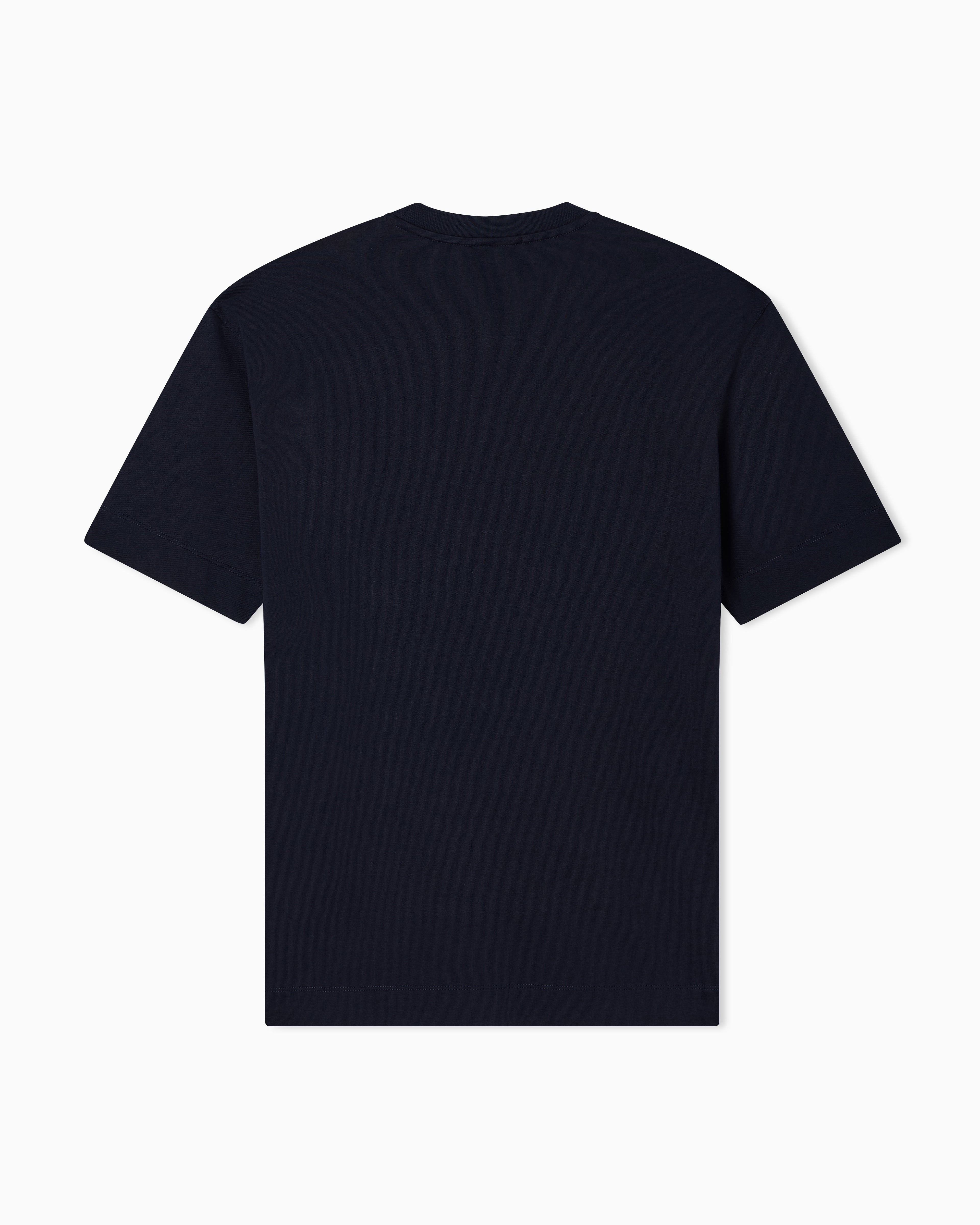 Emporio Armani Heavy jersey T-shirt with metal logo embroidery