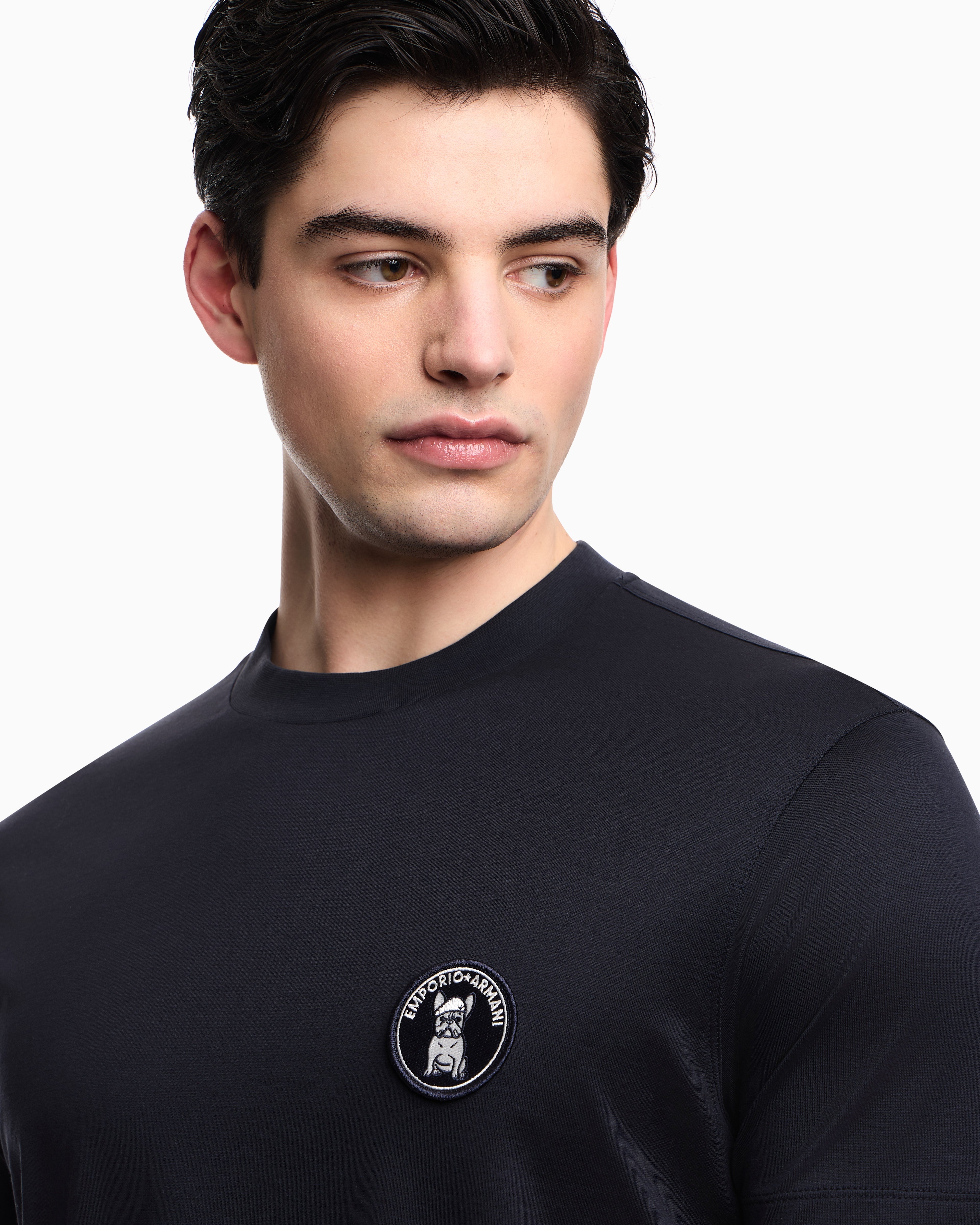 Emporio Armani Lyocell-blend jersey T-shirt with French bulldog patch
