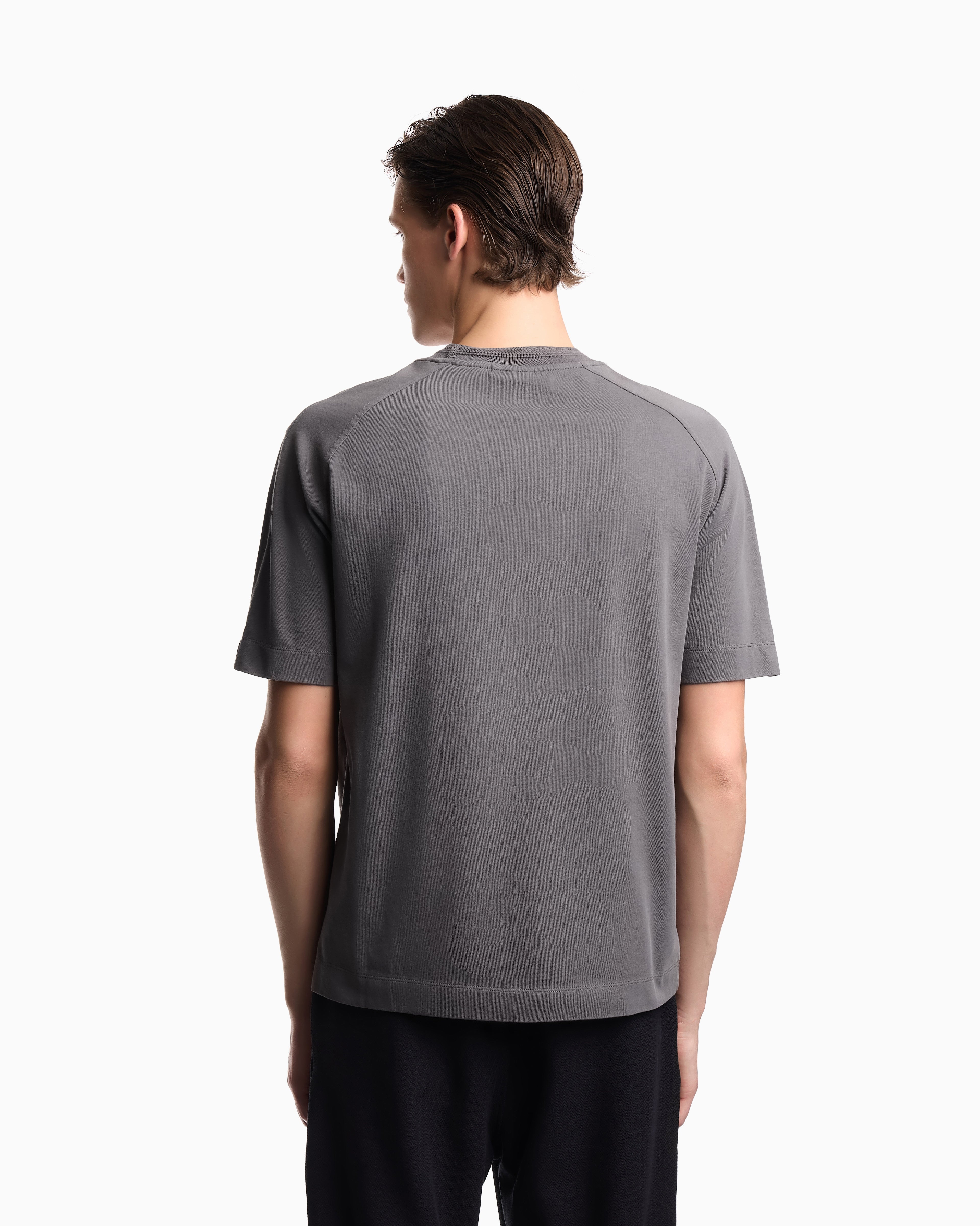 Emporio Armani Heavy jersey T-shirt with shield embroidery