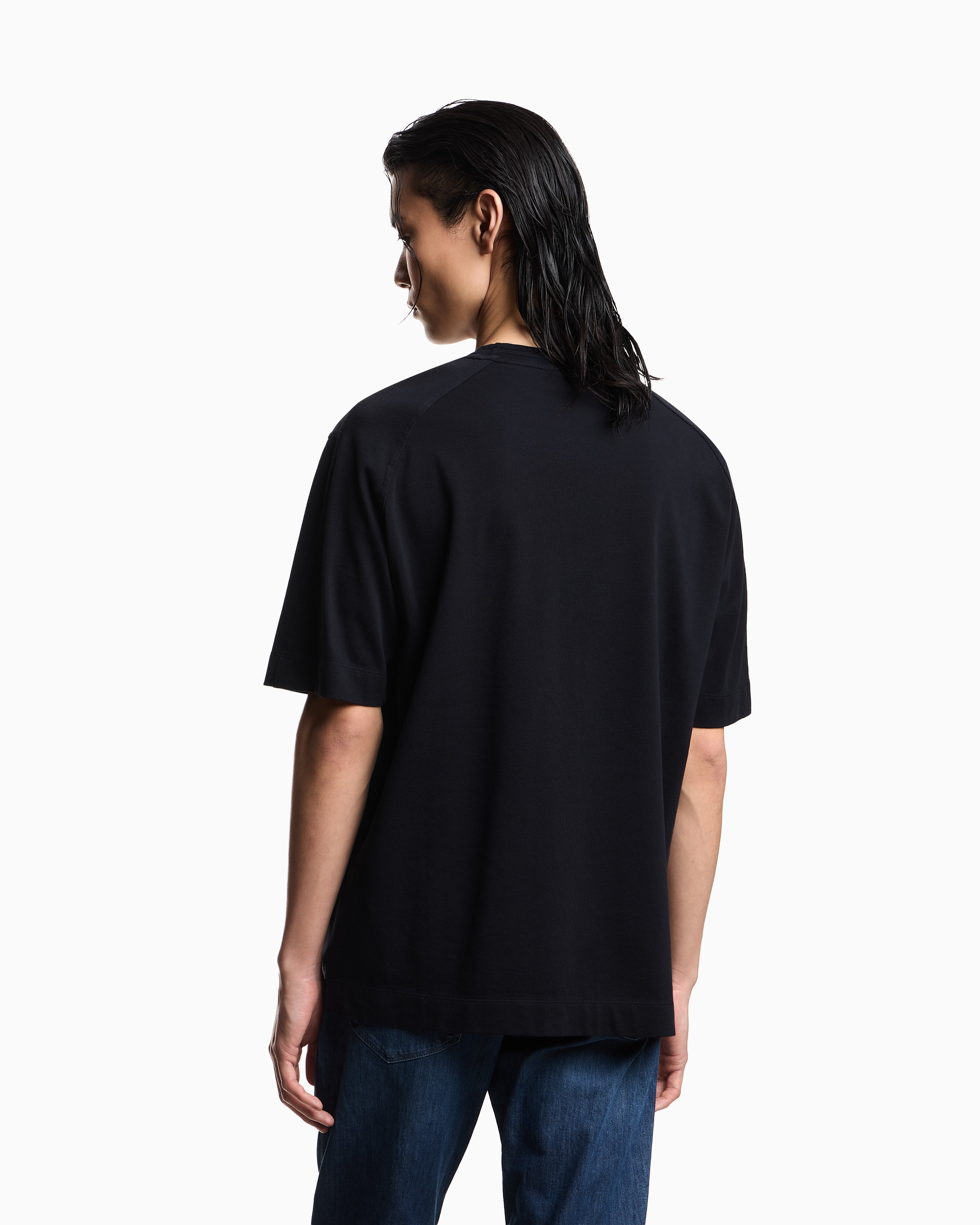 Emporio Armani Heavy jersey T-shirt with shield embroidery
